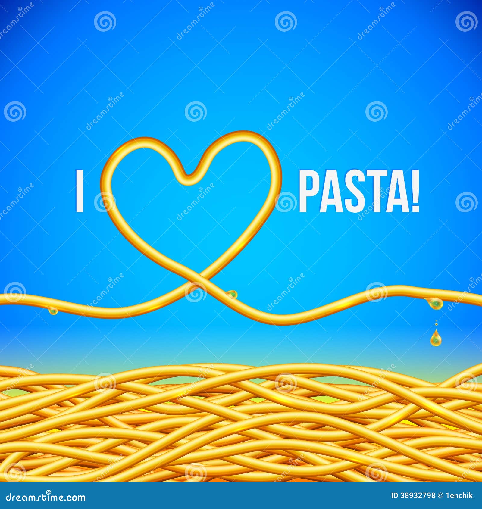 I Love Pasta Vector Background Stock Illustration Illustration of