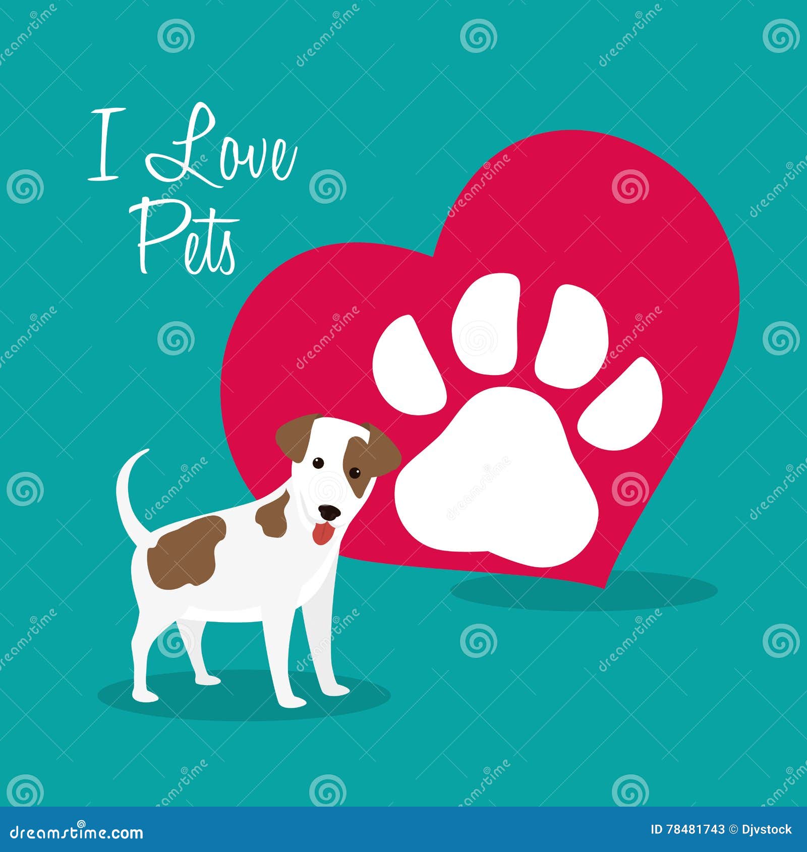 I love pets heart poster stock vector. Illustration of postcard 78481743