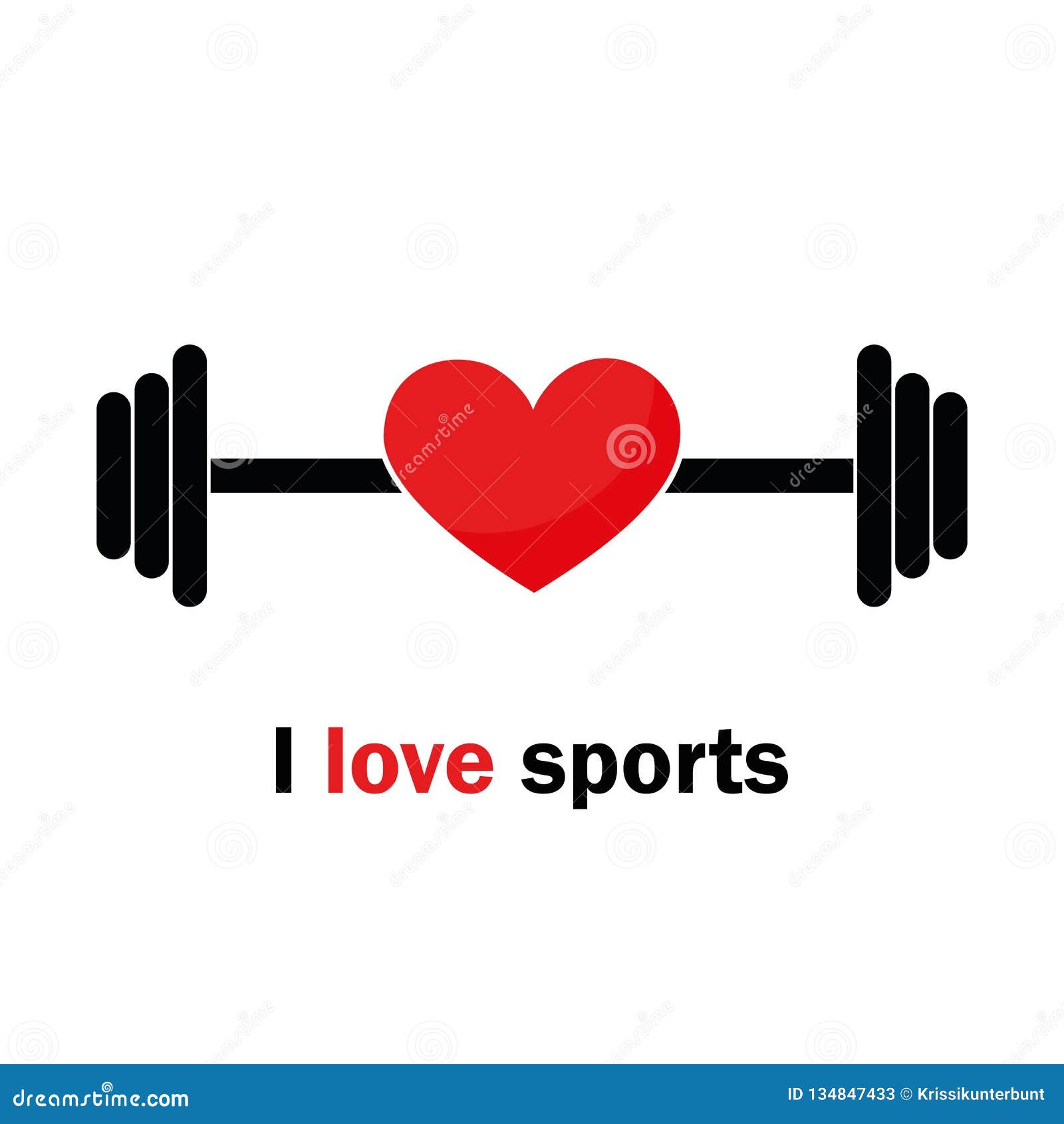 I Love Sports Icon with Heart and Barbell Stock Vector - Illustration of  logotype, building: 134847433