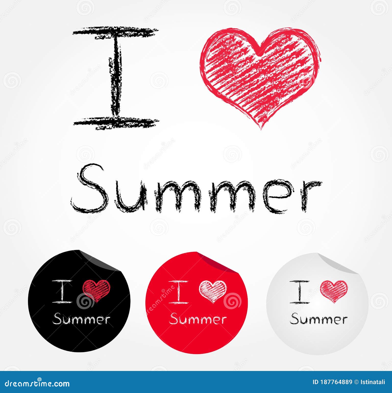 I Love Summer Illustration of Heart and Stickers Stock Vector Illustration of summer, love