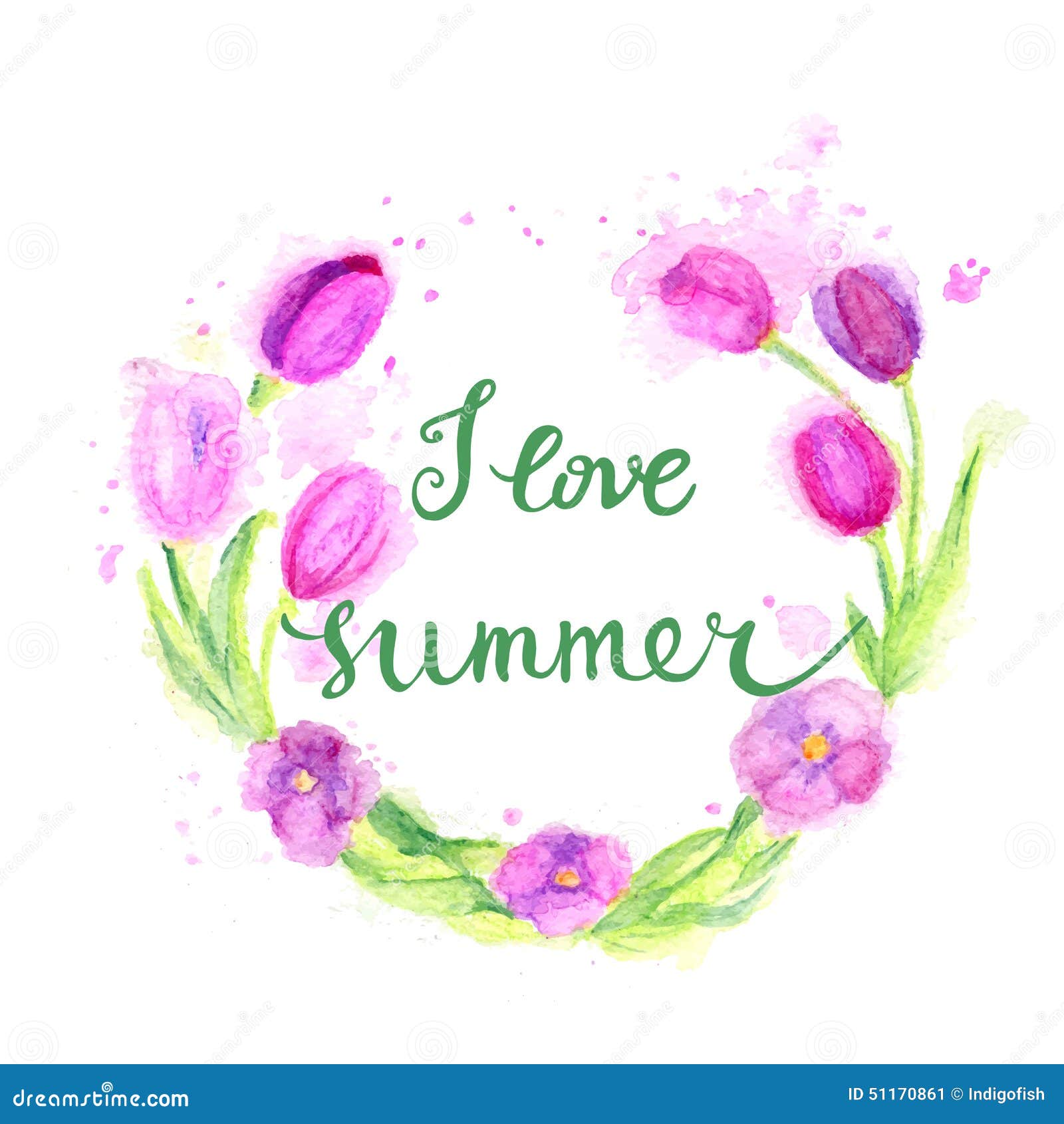 I Love Summer stock vector. Illustration of hand, design - 51170861