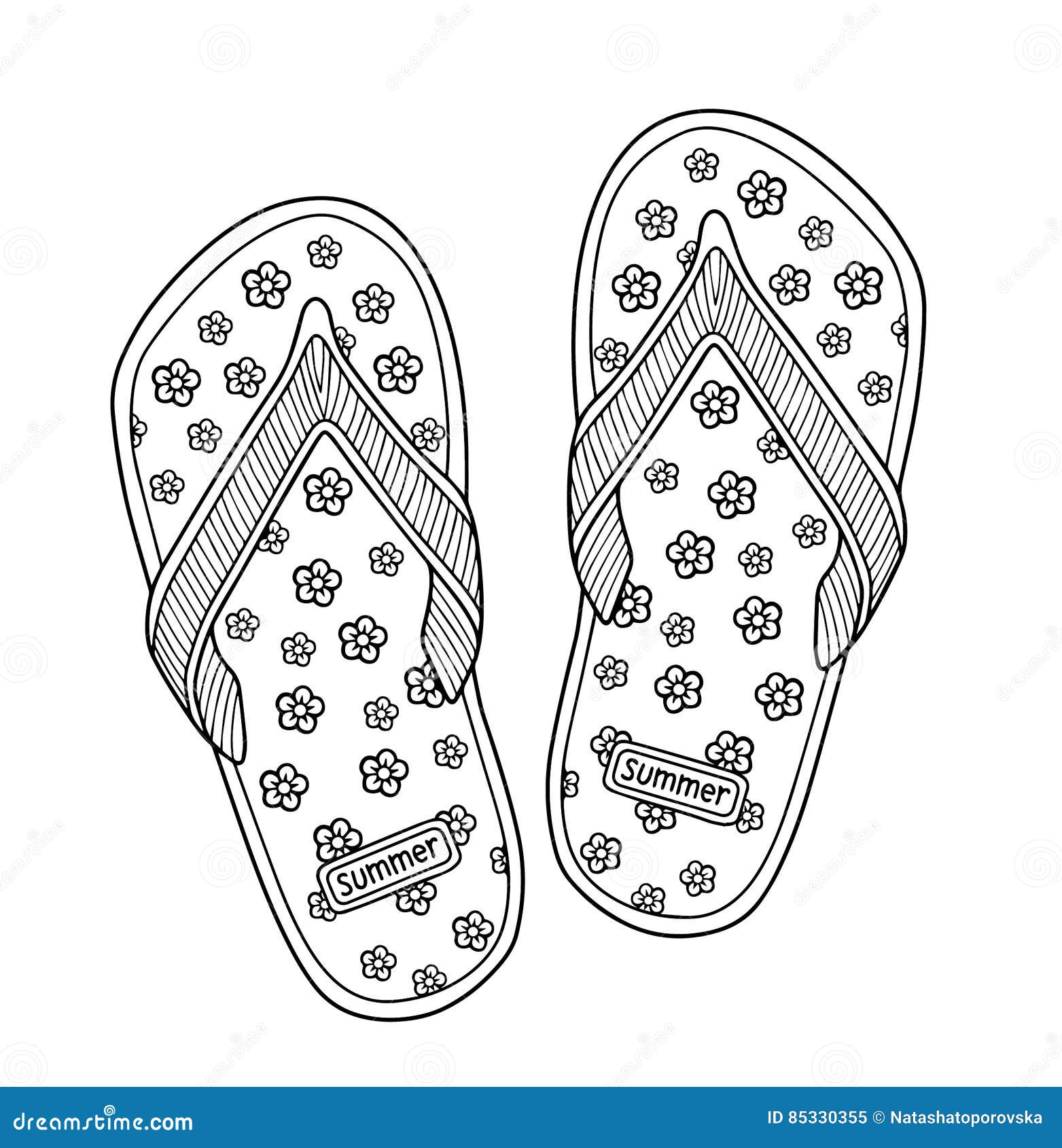 Download I Love Summer. Sea Beach. Slippers. Hand Drawn Flip-flop ...