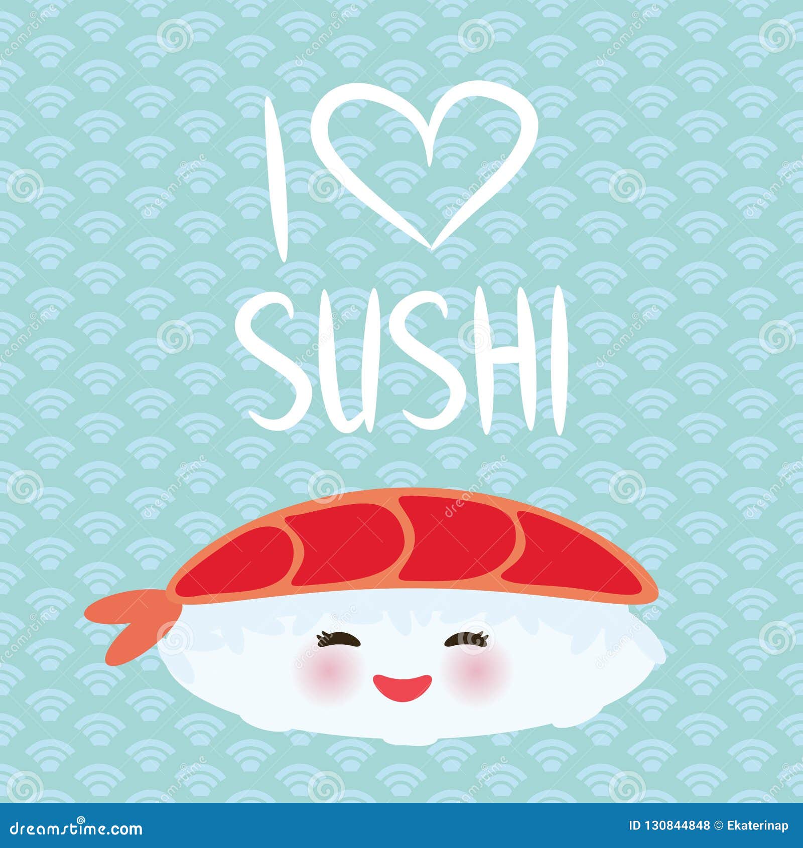 Sushi Kawaii. Japanese Funny Food. Vector Cartoon Cute Manga Character ...