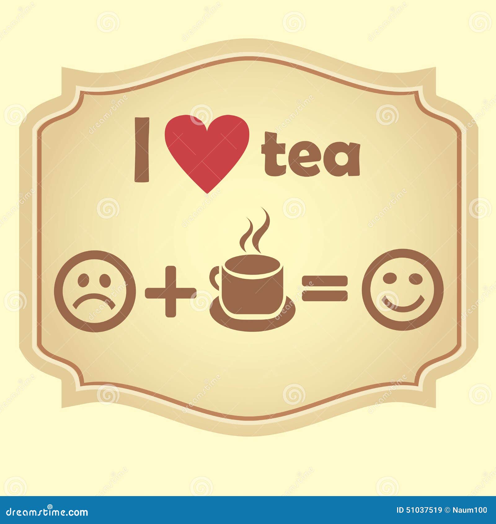 I Love Tea. Retro Vector Icon Stock Vector Illustration of morning