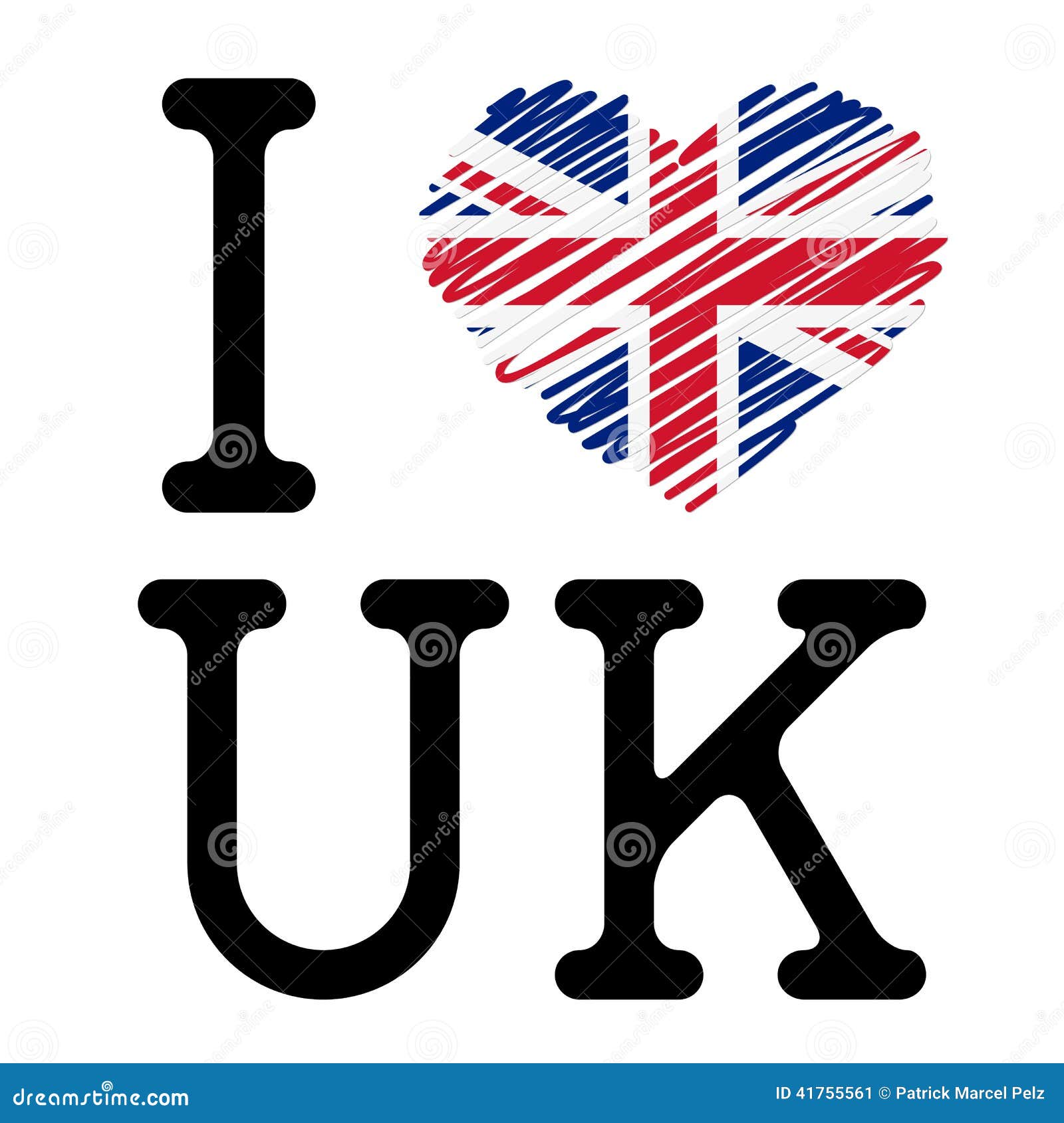 I LOVE UK stock vector. Illustration of isolated, heart 41755561