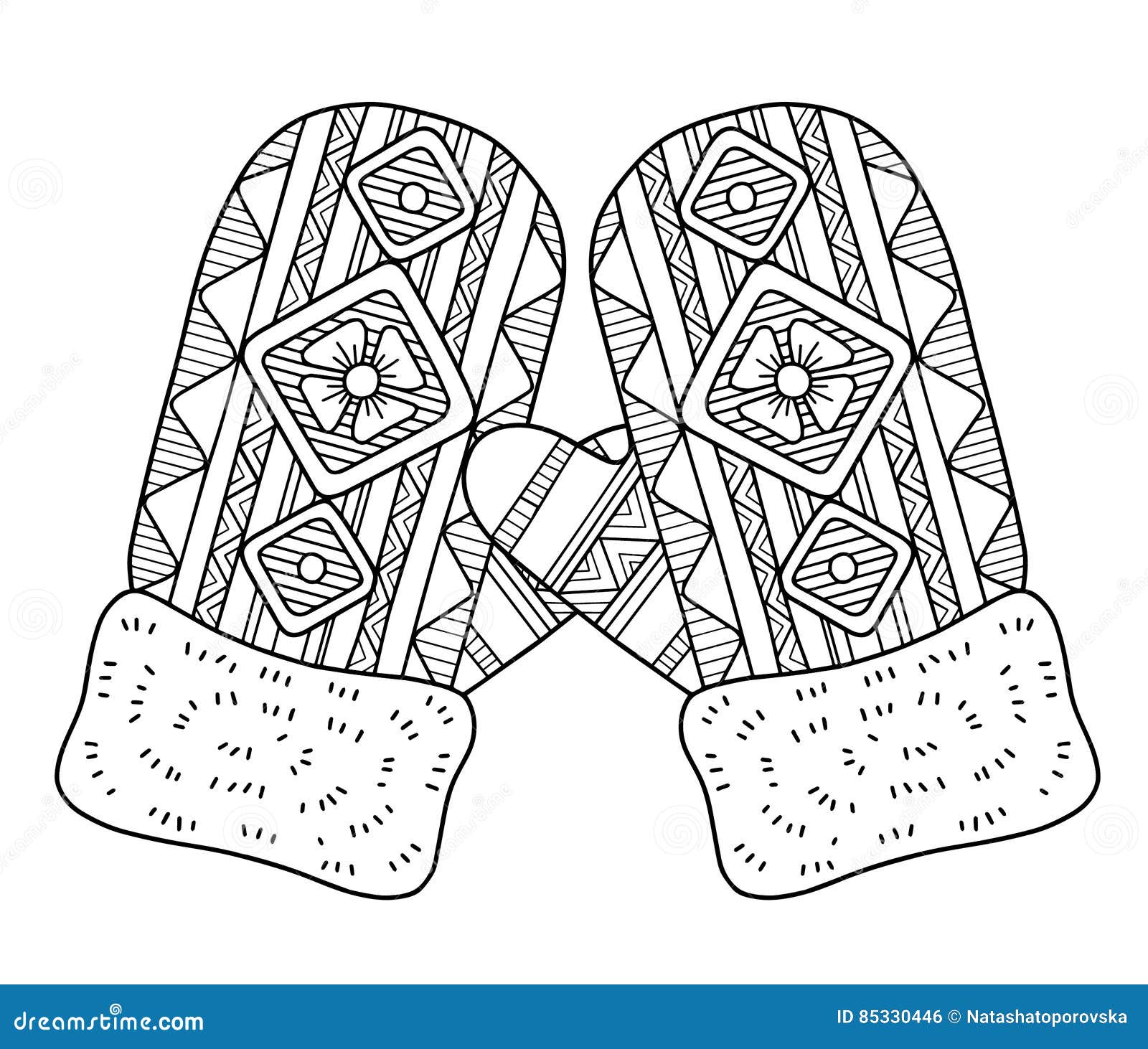 I Love Winter. Funny Vector Mittens. Vector Coloring Page ...