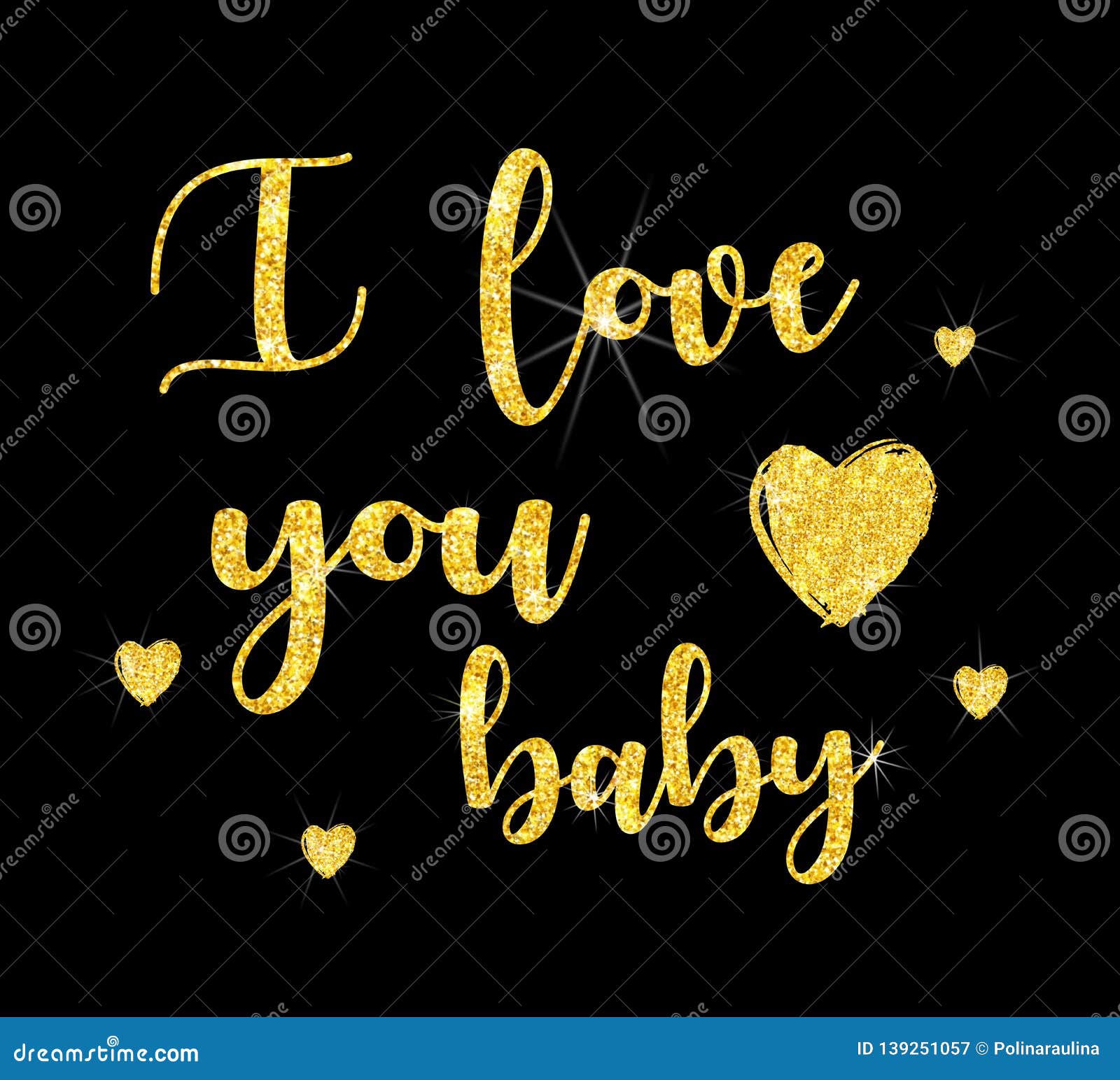 I Love You Baby Glitter Font Lettering Stock Image Illustration Of Font Calligraphic