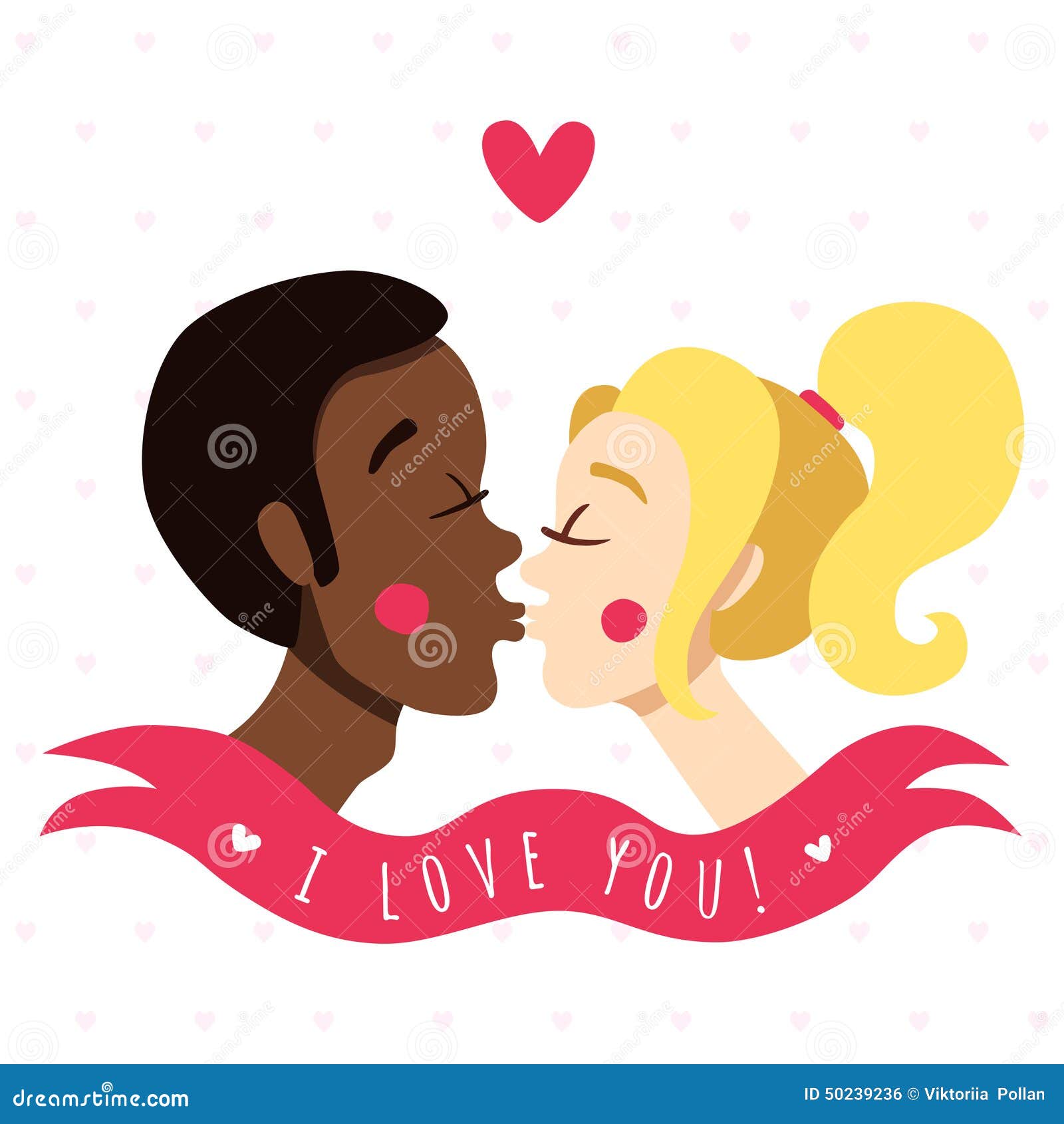 I Love You Card And Background With Kissing Couple African