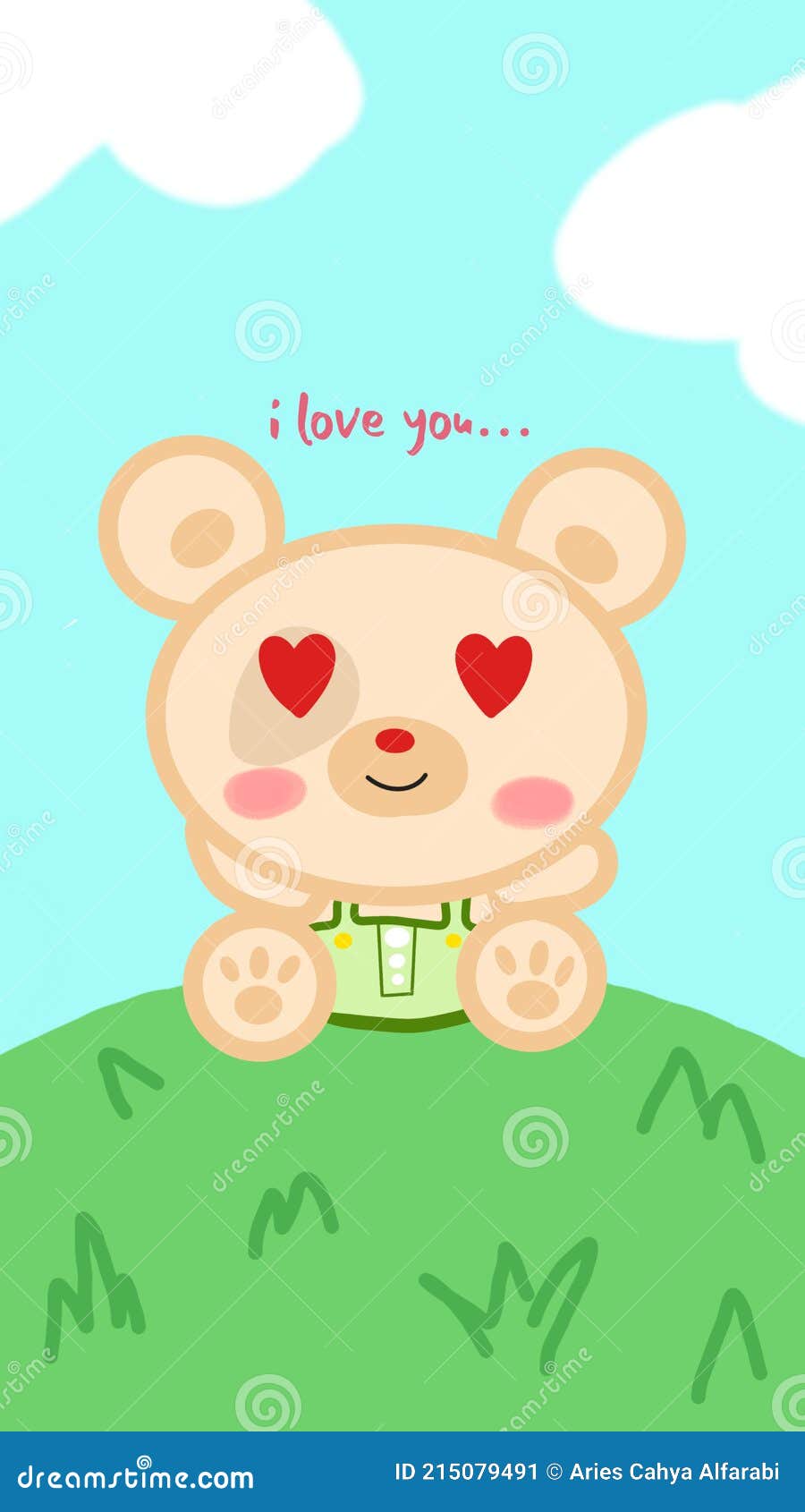 I Love You Cute Bear Wallpaper Quotes Stock Illustration - Illustration of  circle, cartoon: 215079491