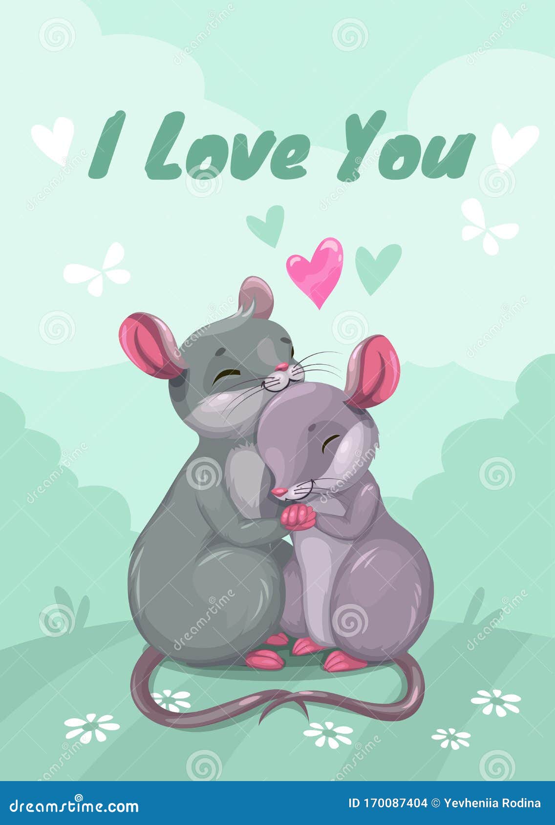 I Love You. Mouse in Love, Vector Illustration. Stock Vector - Illustration  of happiness, kiss: 170087404