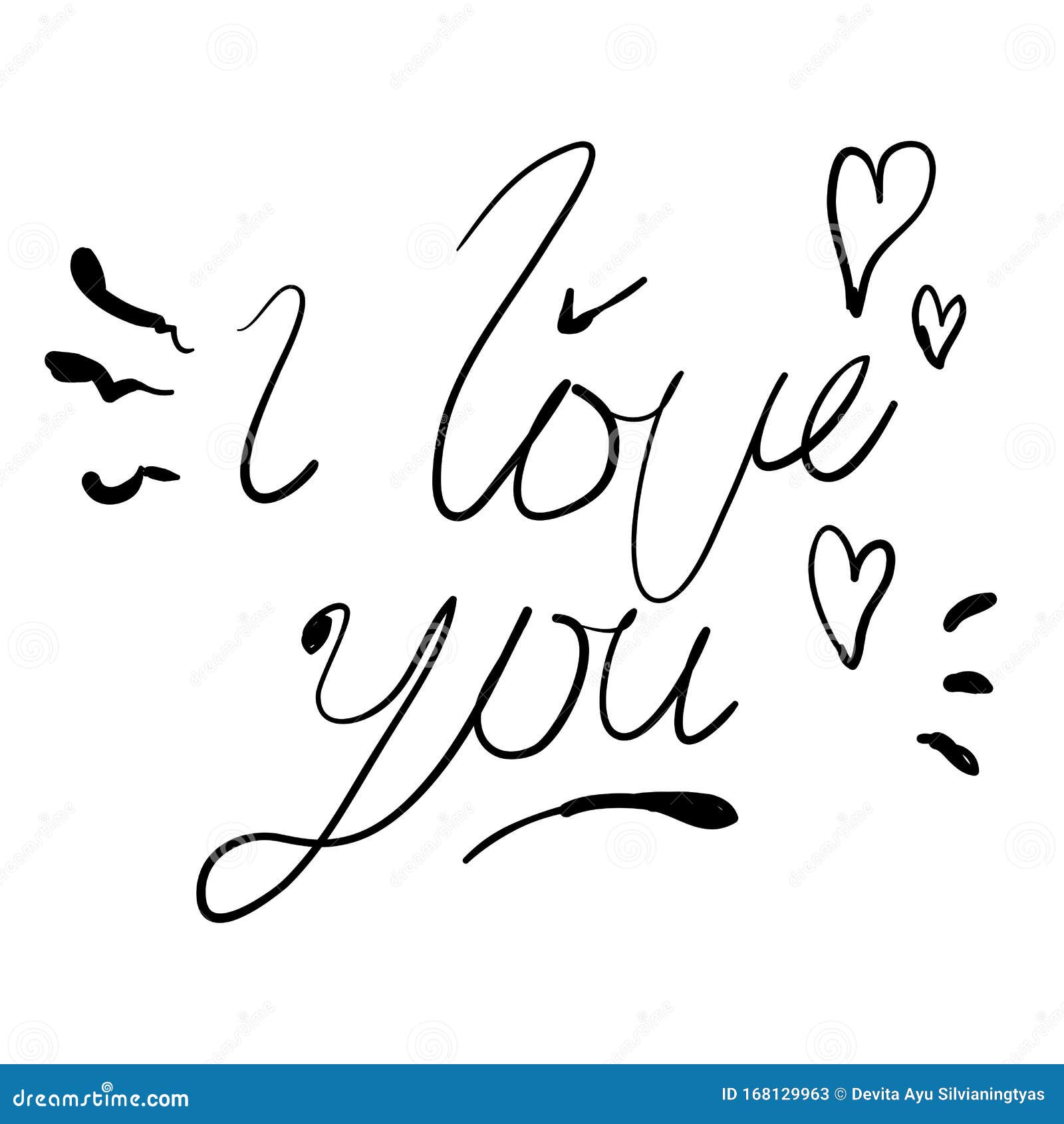 I Love You Doodle Quotes with Hand Drawn Cartoon Style Stock Vector ...