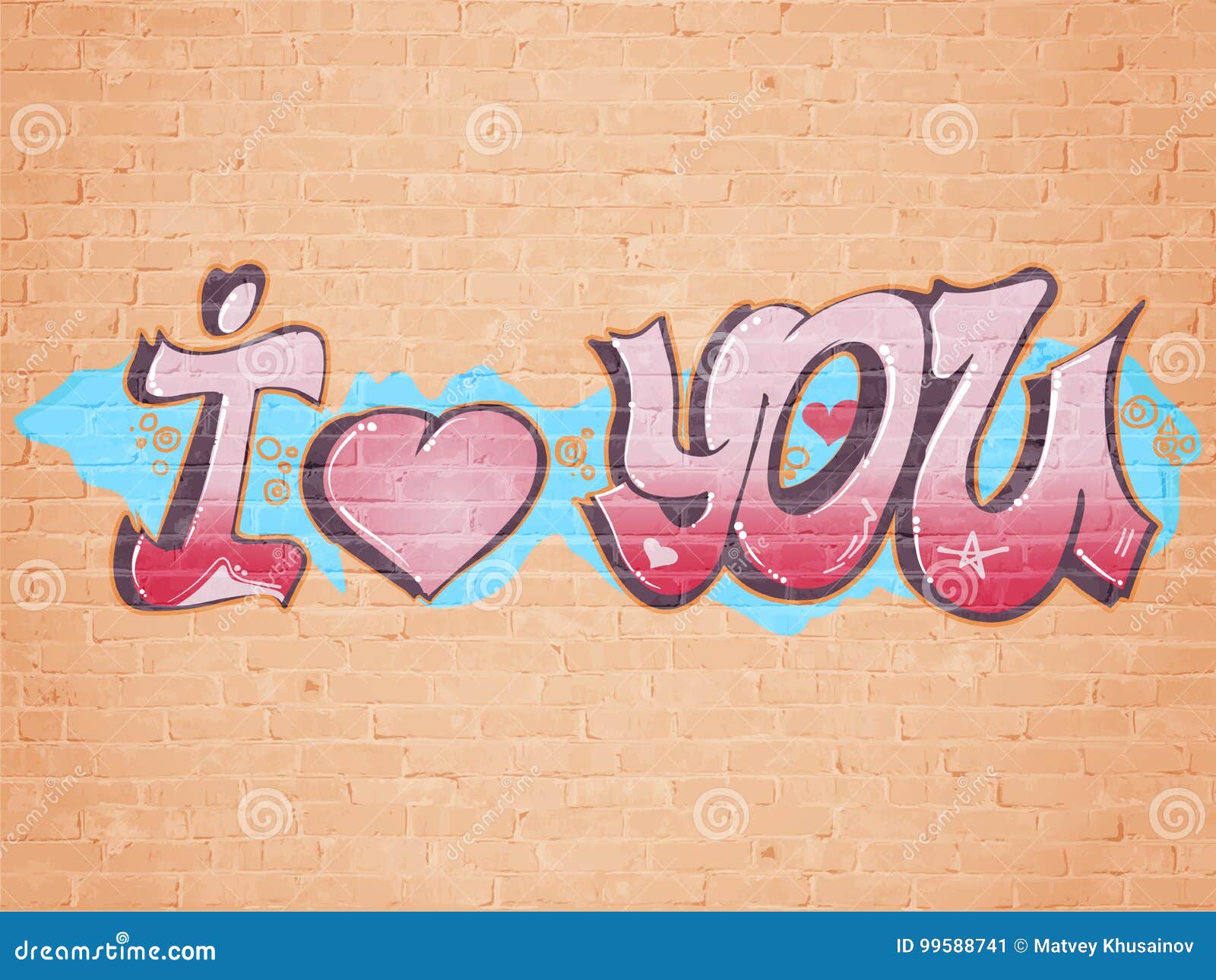 I love you graffiti style stock vector. Illustration of decoration
