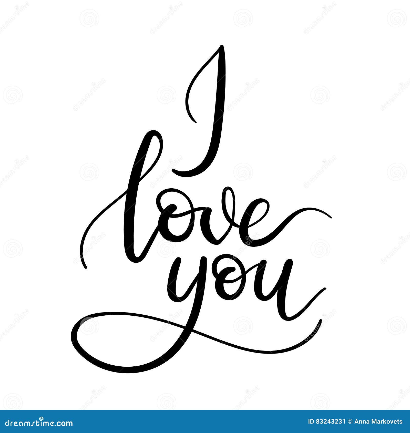 I Love You Hand Lettering Greeting Card. Stock Vector - Illustration of ...