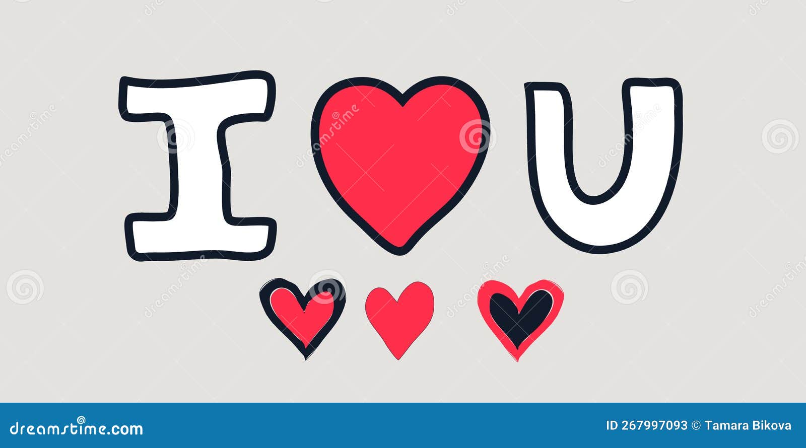 Stylish text Love You in hearts for Valentine's Day celebration