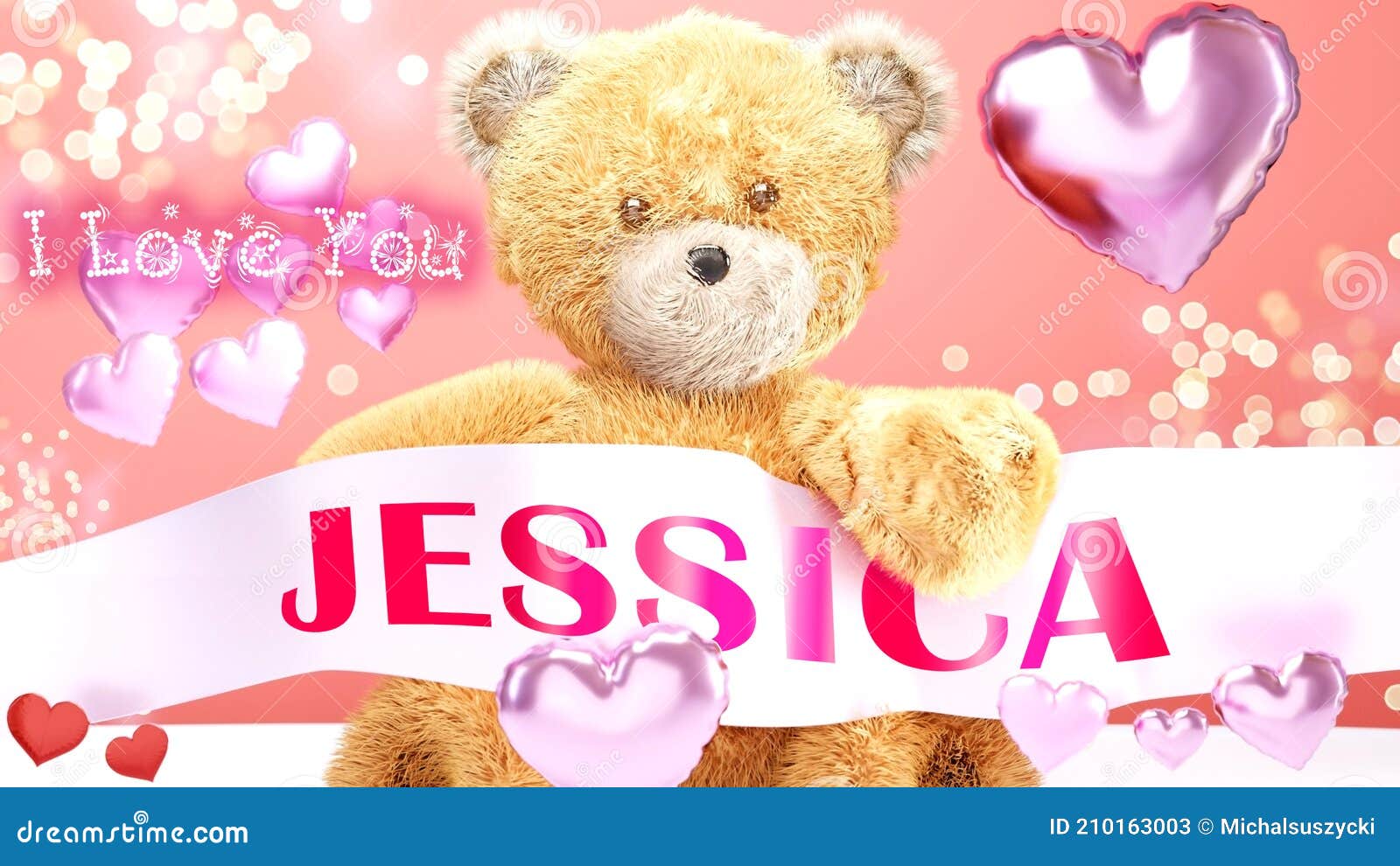 I Love You Jessica - Teddy Bear on a Wedding, Valentine`s or Just ...