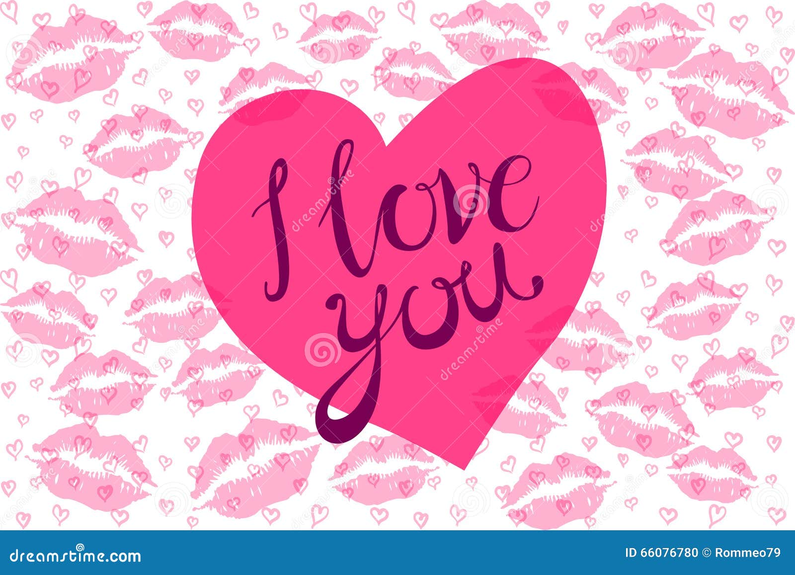 I Love You Kiss Red Lips Heart Vector Pink Stock Vector ...