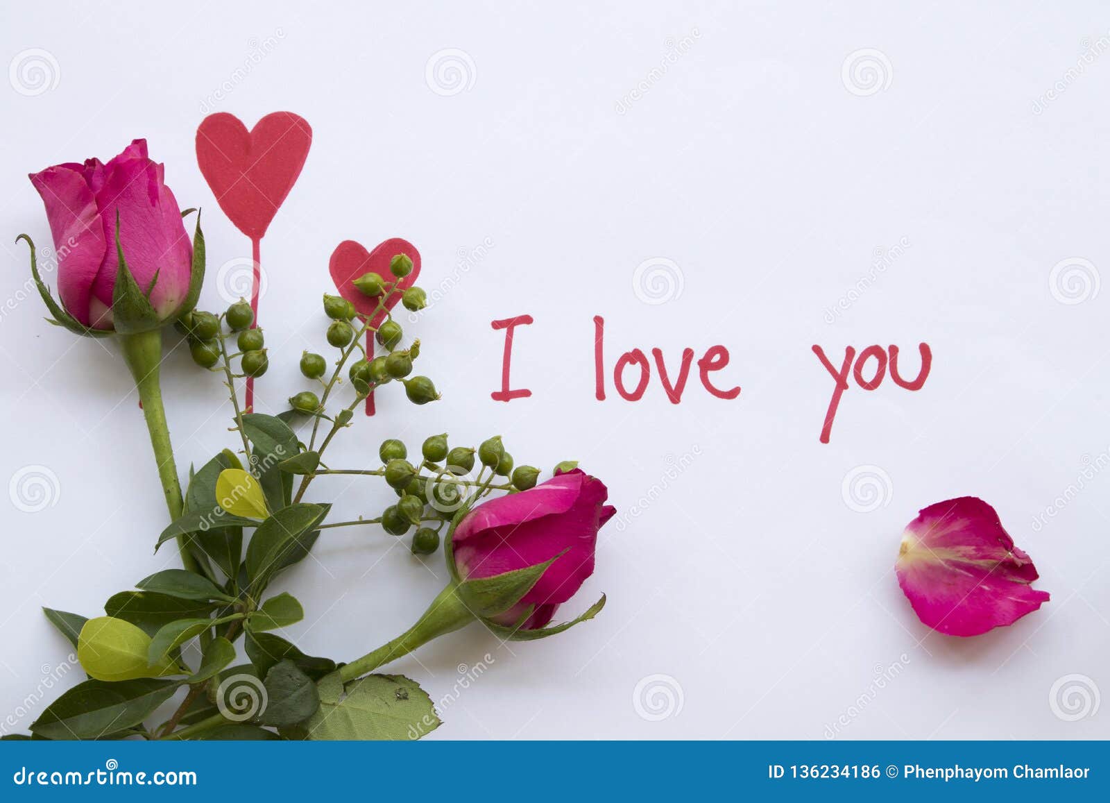 I Love You Message Card with Draw Red Heart Stock Photo - Image of ...