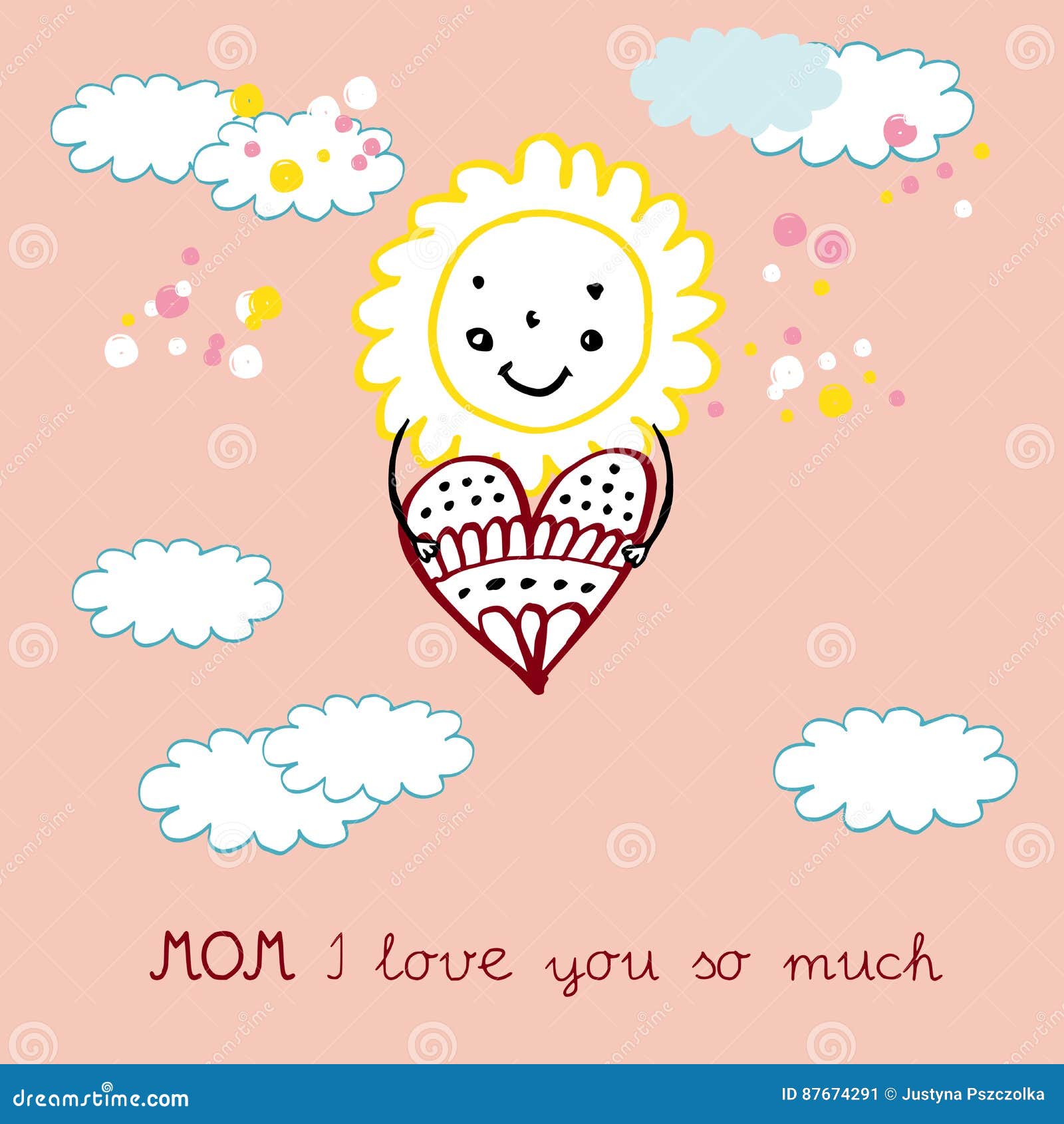 I Love You Mom Stock Vector Illustration Of Greeting