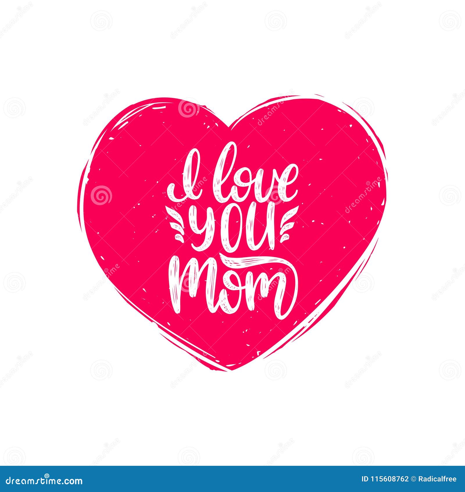 I Love You Mom Vector Calligraphy. Happy Mothers Day Hand Lettering ...