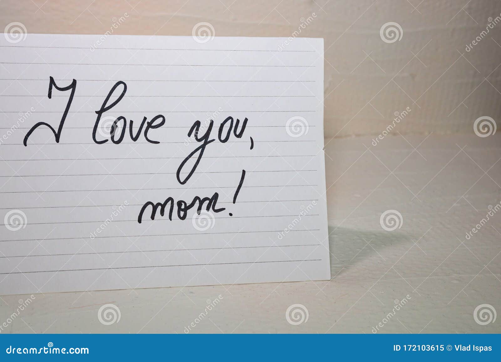 I Love You Mom Writing Love Text for Mother on Paper. Label Tag ...