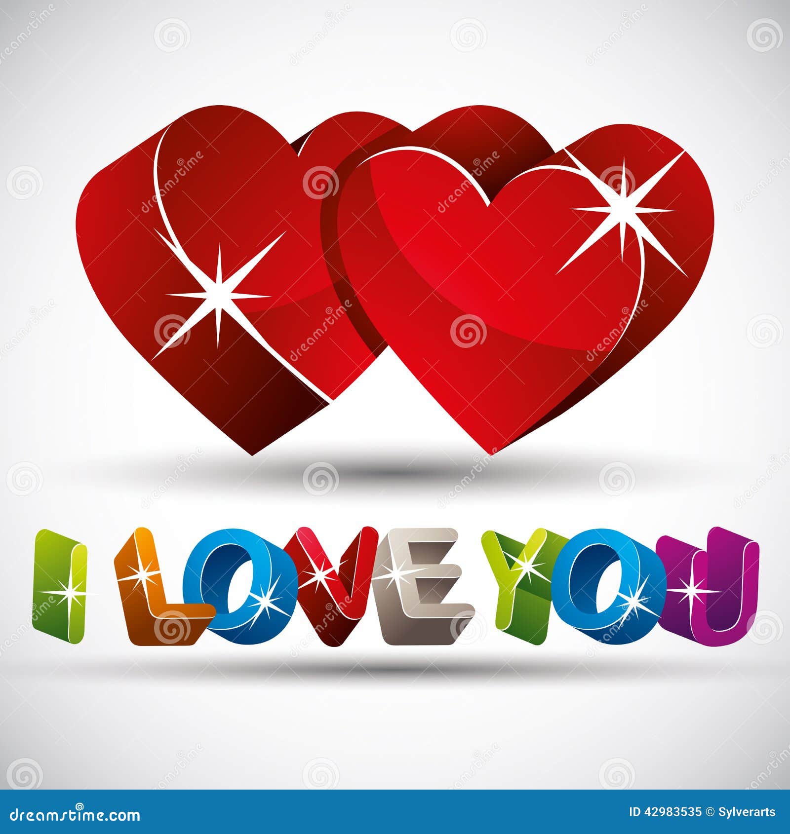 I Love You Phrase Made with 3d Colorful Letters and Two Red Hear ...