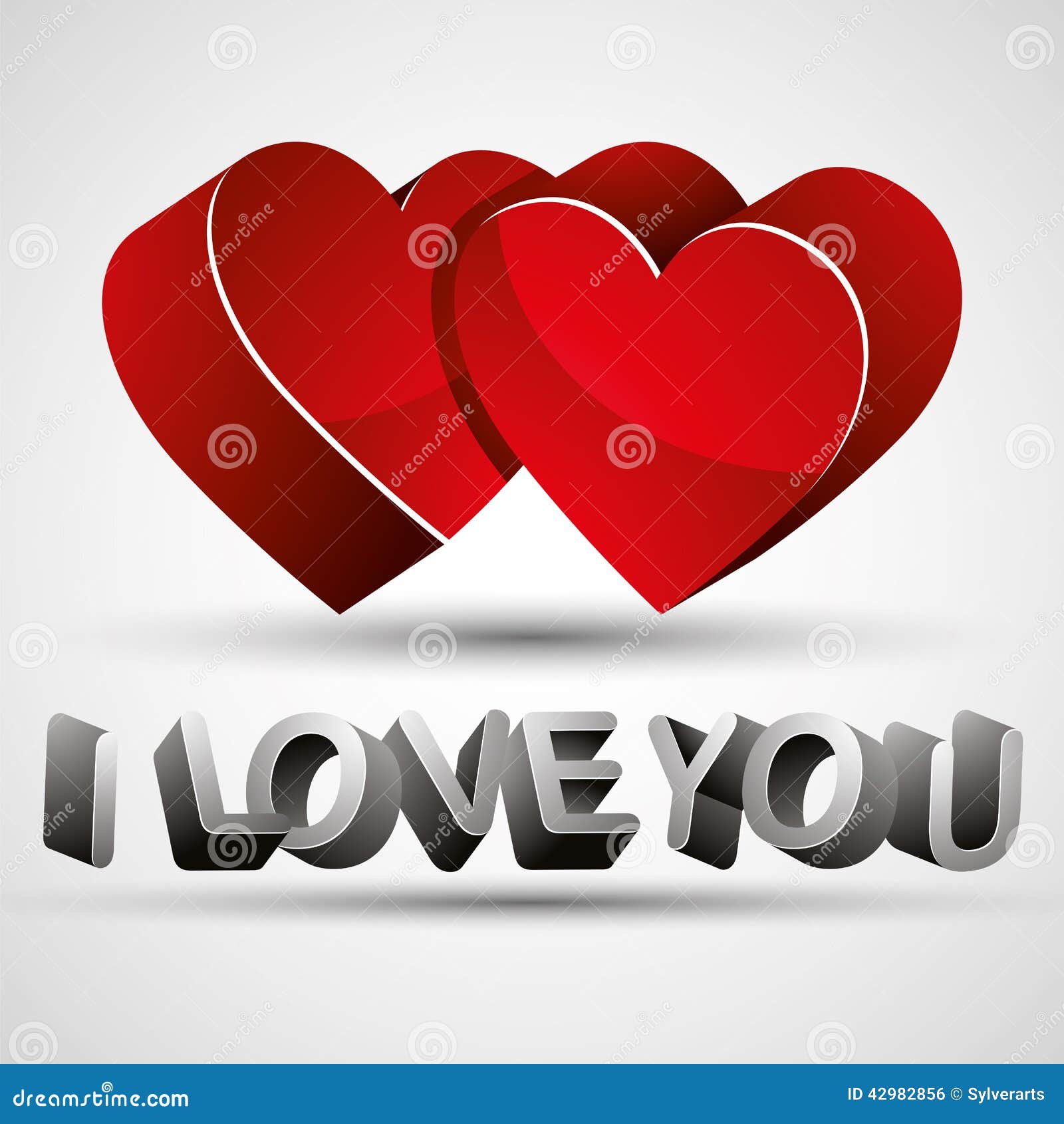 I Love You Phrase Made with 3d Letters and Two Red Hearts Isolated ...