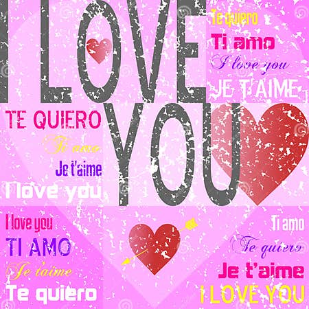 I Love You [Pink Grunge] stock illustration. Illustration of colours