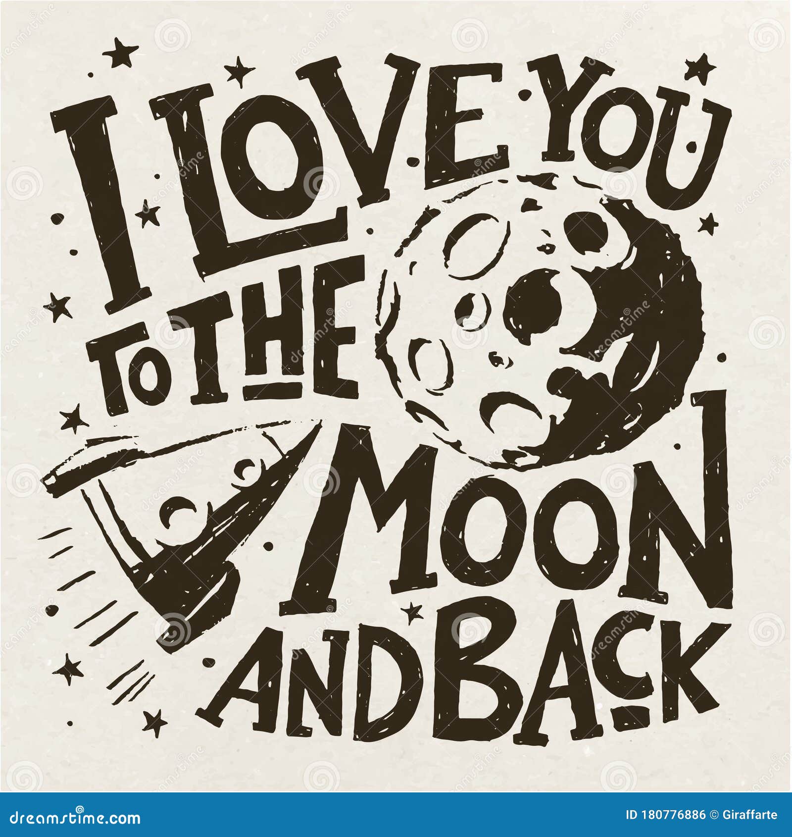 I Love You To The Moon And Back Origine I Love You To the Moon and Back Motivational Poster. Stock Vector