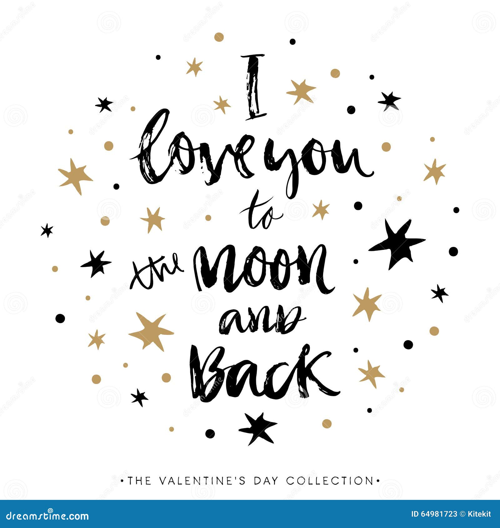 i love you to the moon and back. valentines day calligraphic card.