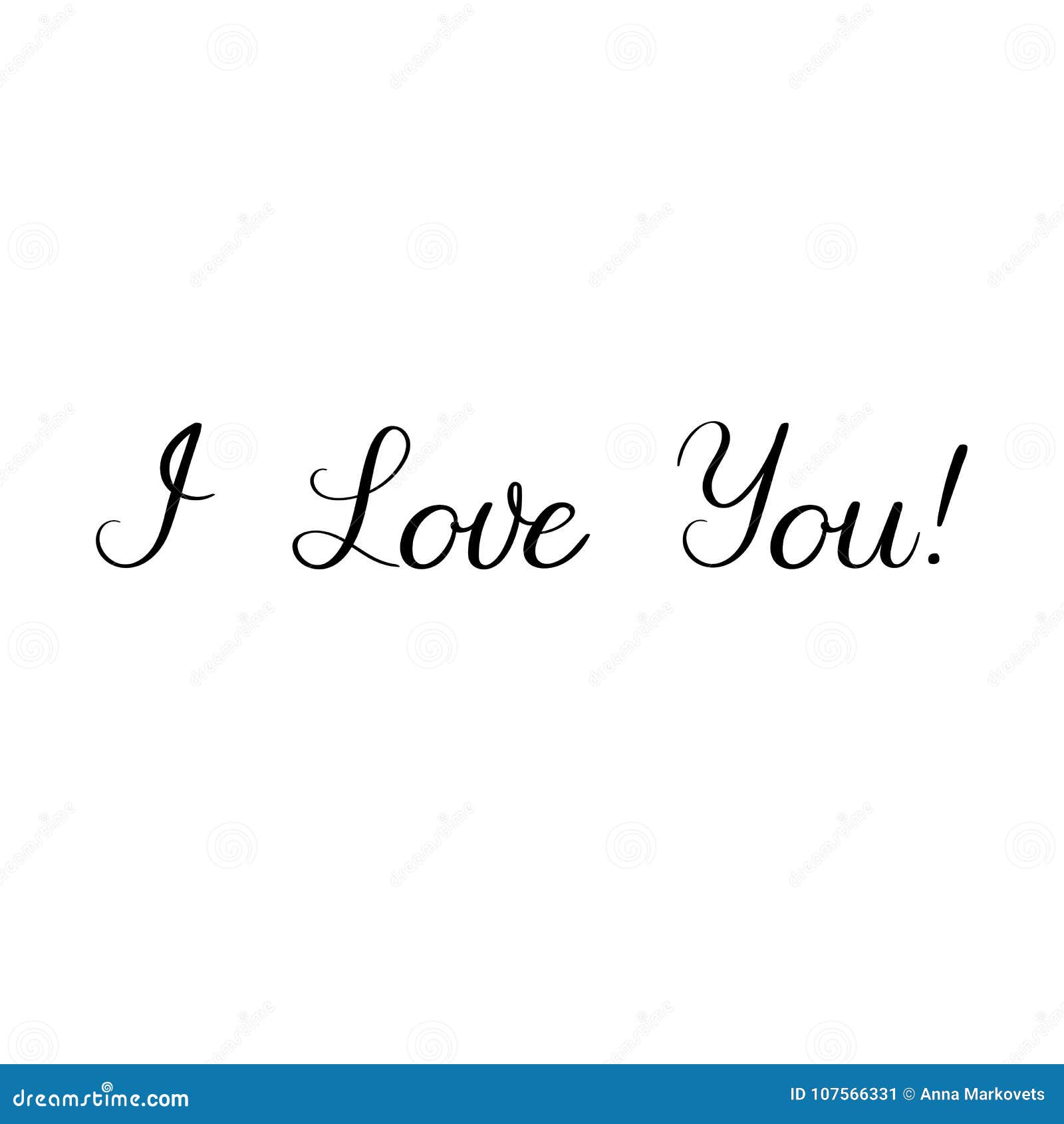 I Love You. Valentines Day Hand Lettering Card. Modern Calligraphy ...
