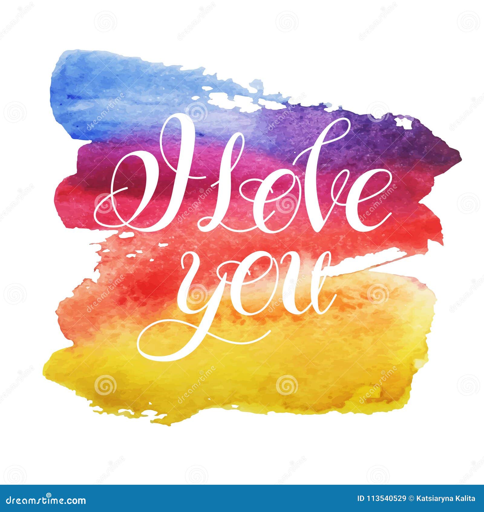 I Love You Vector Image Watercolor Elements Stock Vector ...