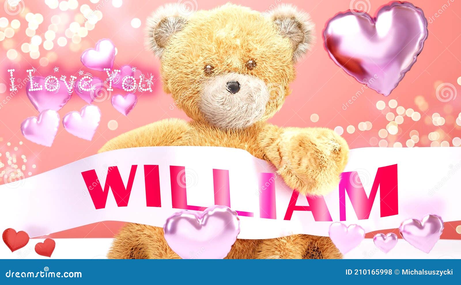 I Love You William - Teddy Bear on a Wedding, Valentine`s or Just ...