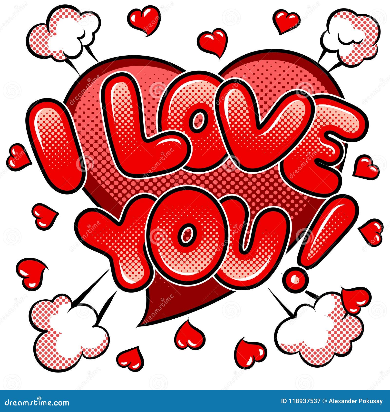 I Love You Words Comic Book Pop Art Vector Stock Vector Illustration Of Cartoon Style