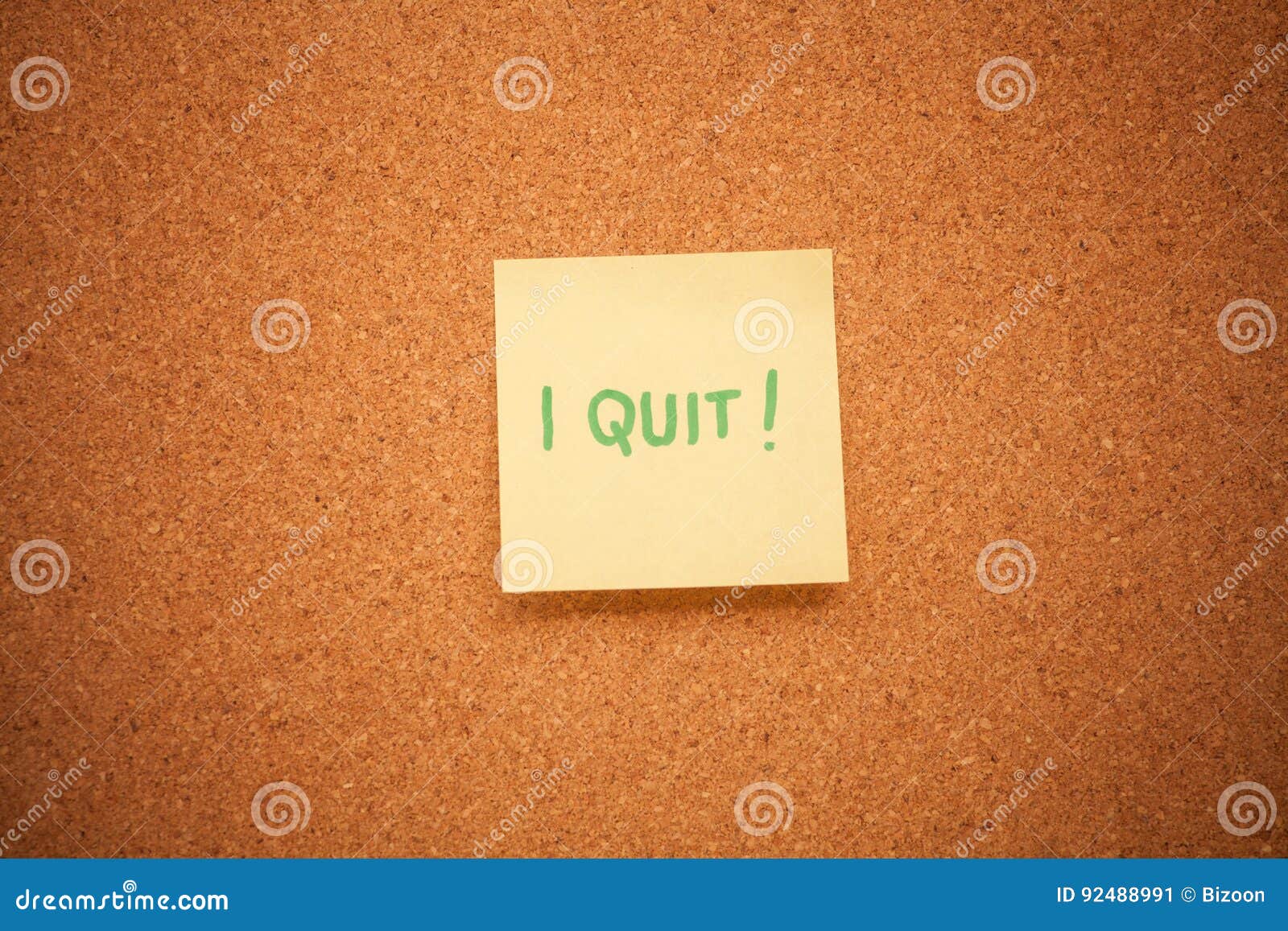 I quit note on cork board stock image. Image of post 92488991