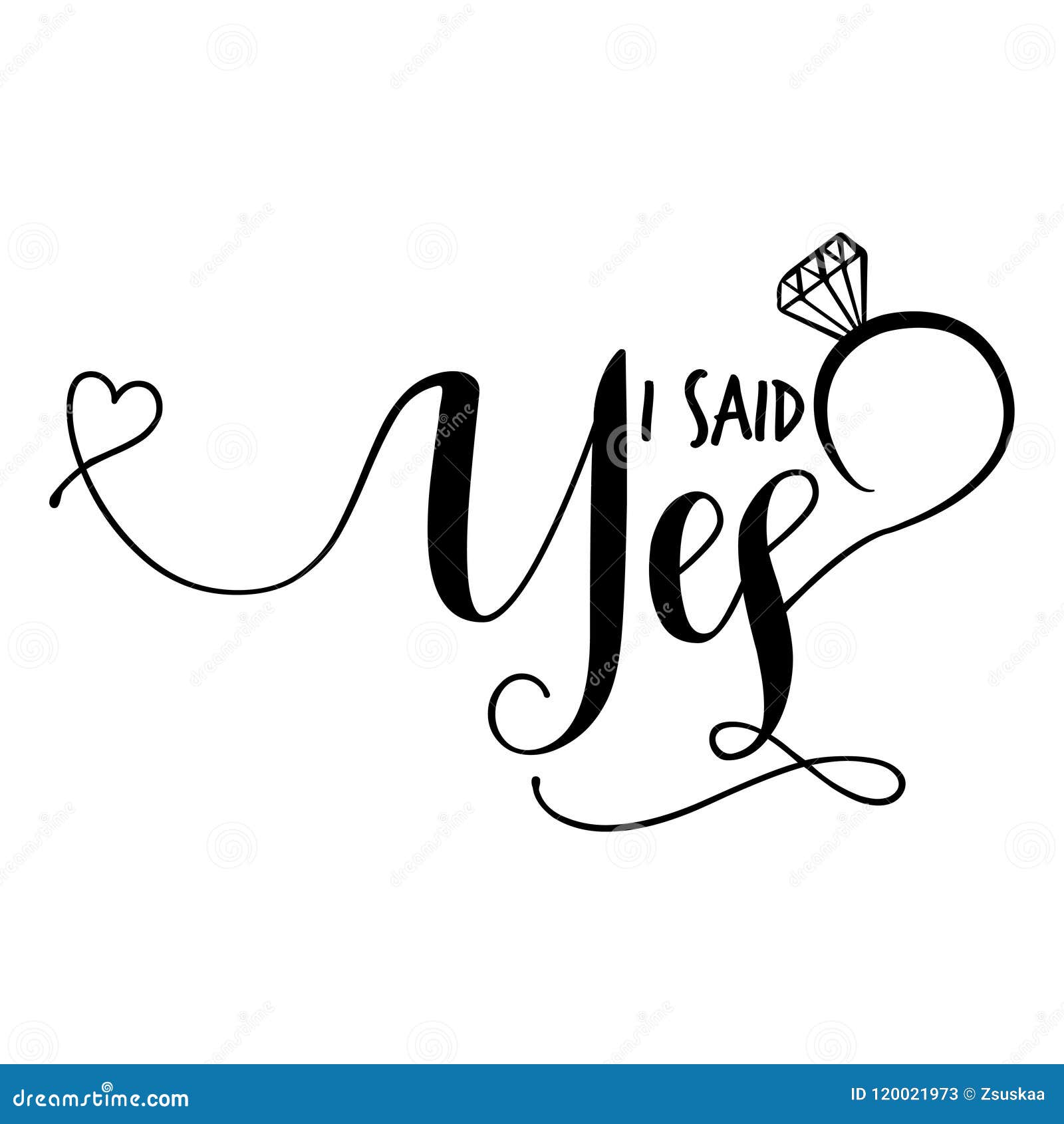 I said yes hand lettering typography cartoon vector cartoondealer