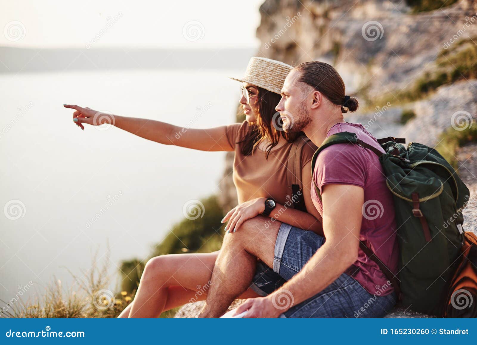 I Saw Something Didn T You See The Same Young Couple Resting From Walking At The Edge Of The Mountain Wonders How Far Stock Photo Image Of People Photoshoot