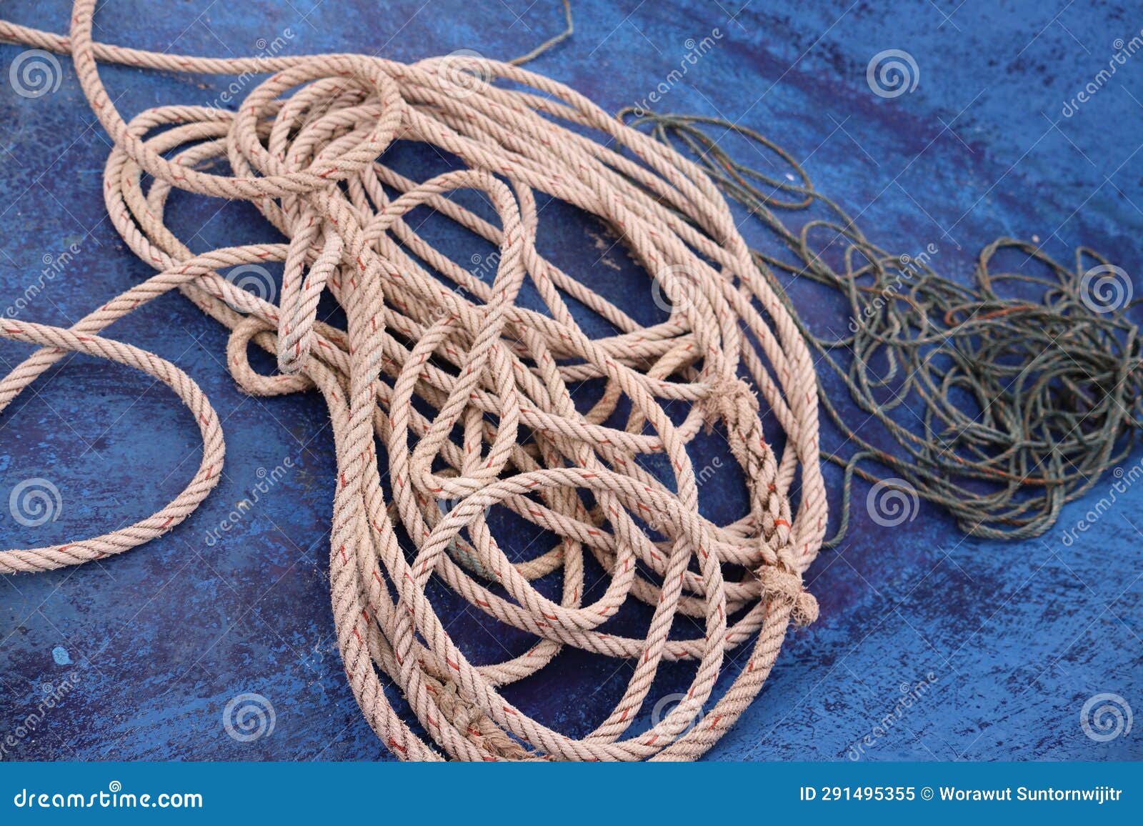 Old Rope on the Fishing Boat at the Beach Stock Image Image of fence