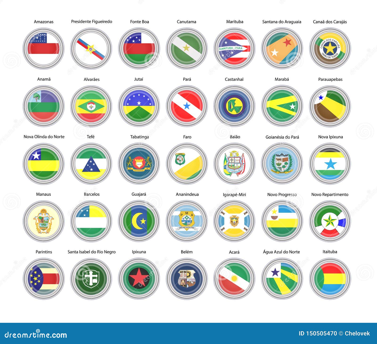 set of  icons. flags of amazonas and para states, brazil.