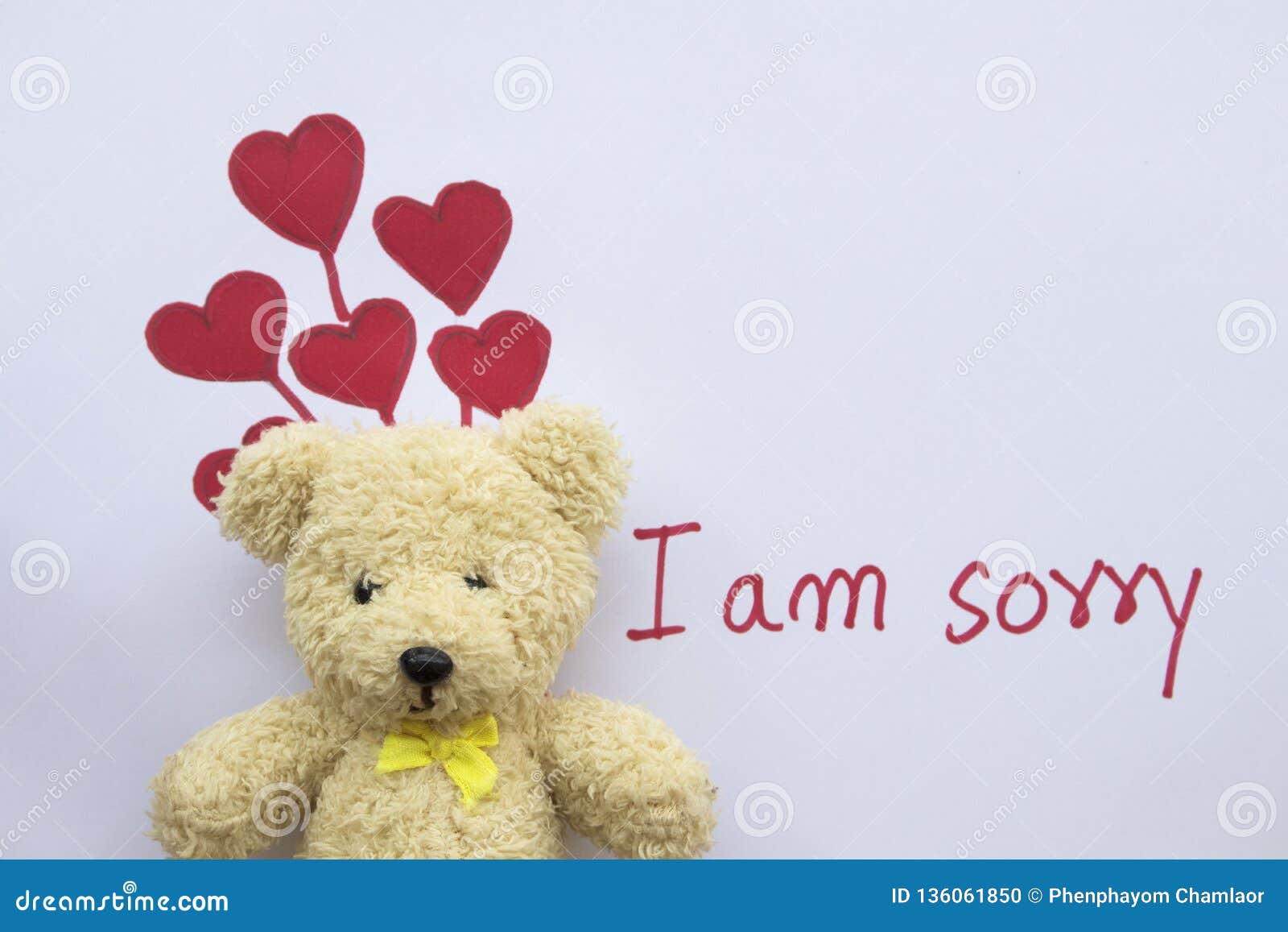 I am Sorry Message Card with Draw Red Heart Stock Photo - Image of ...