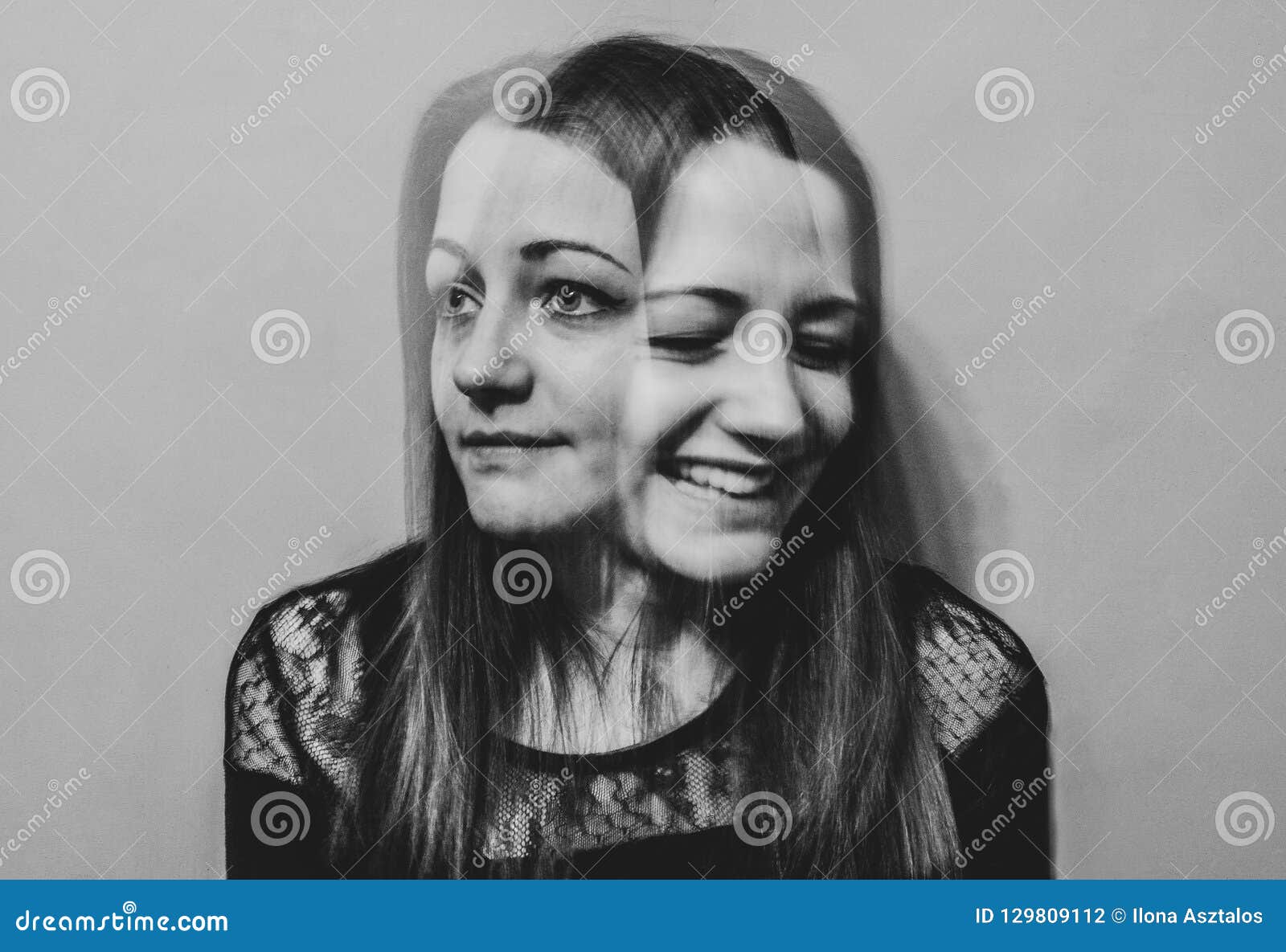 Double face self-portrait stock photo. Image of lady - 129809112