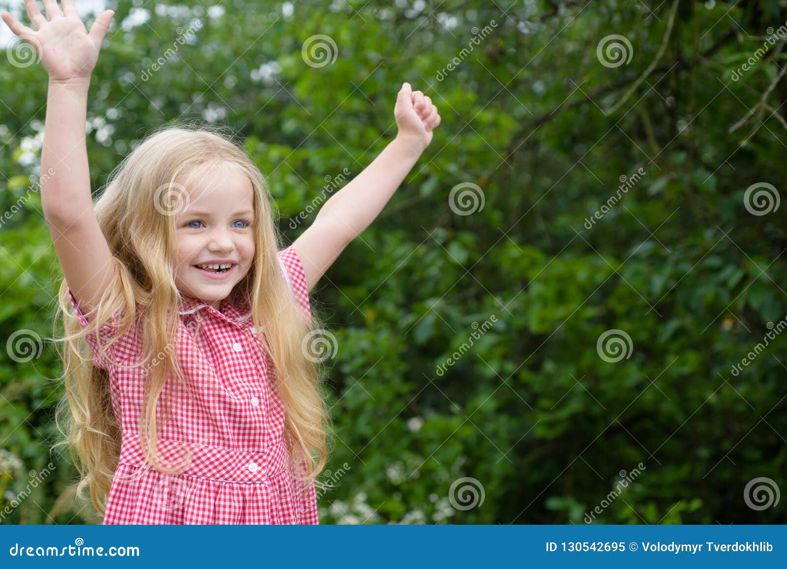 I am very happy being me small child wear long hair little girl with