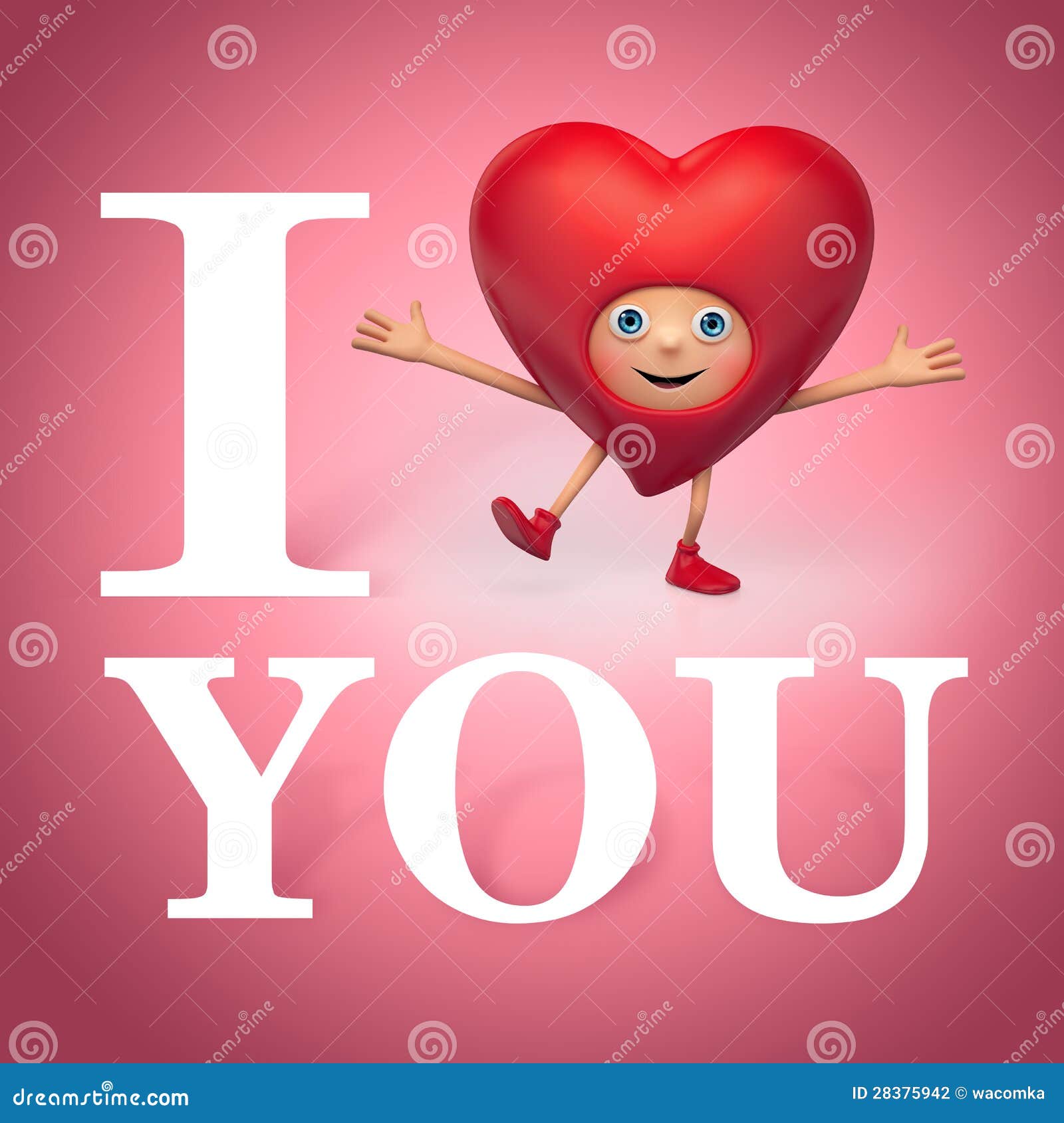 I Want You. I Love You. Funny Heart Cartoon Stock ...