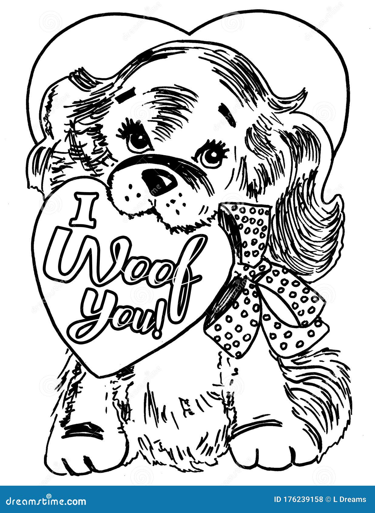 I Woof You Puppy Dog Heart Design Stock Illustration - Illustration of ...