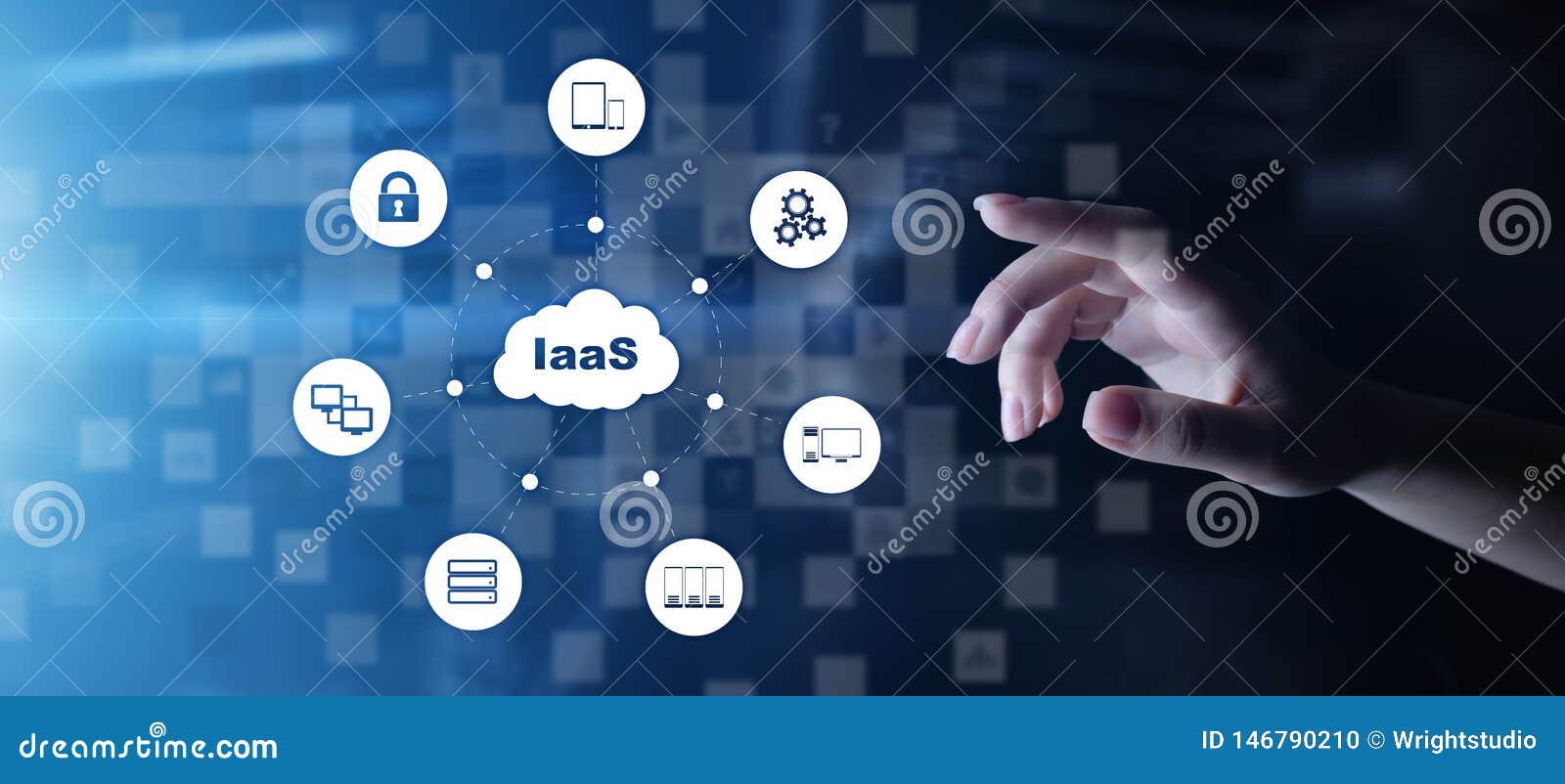 iaas - infrastructure as a service, networking and application platform. internet and technology concept