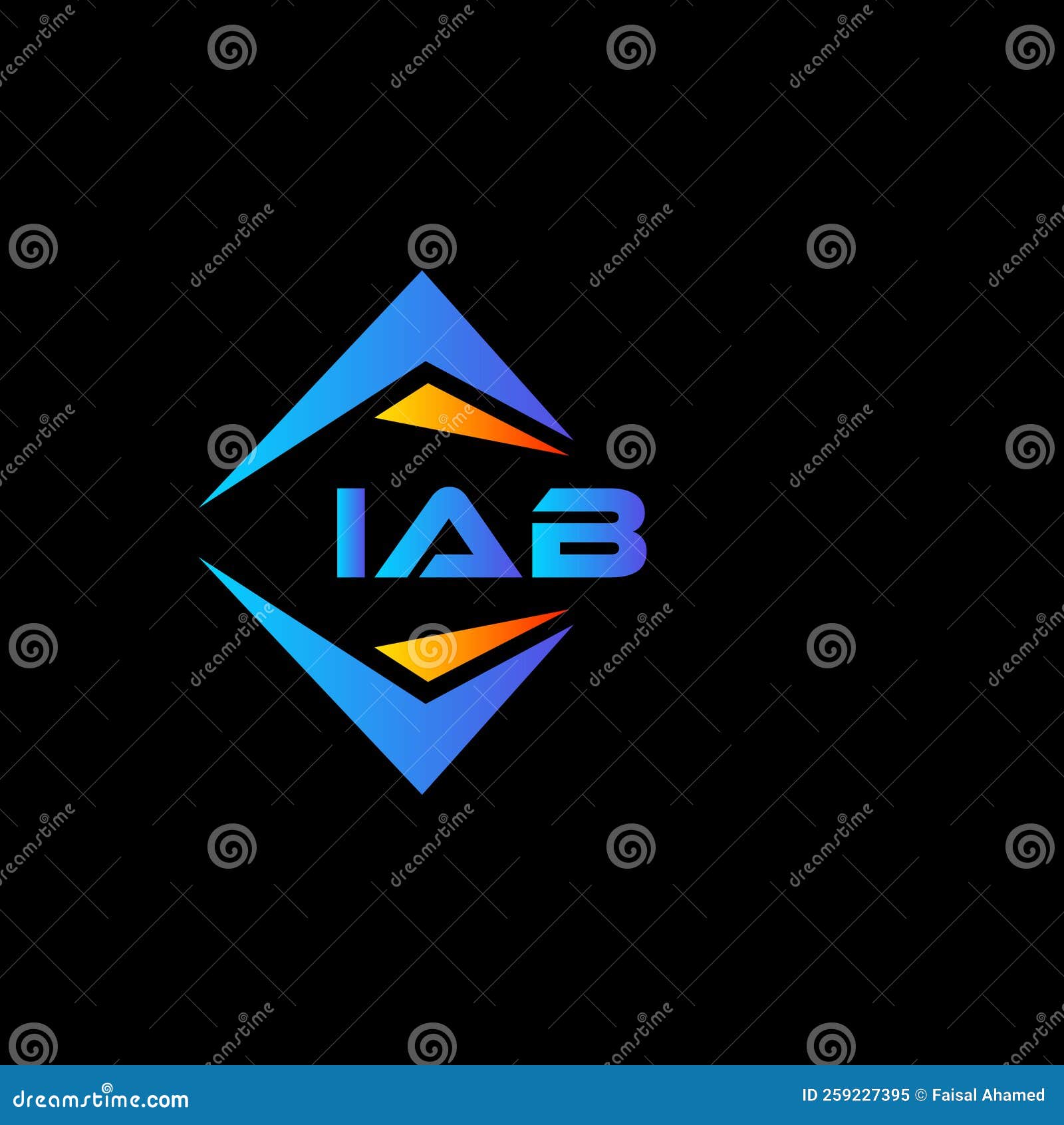 iab abstract technology logo  on black background. iab creative initials letter logo concept