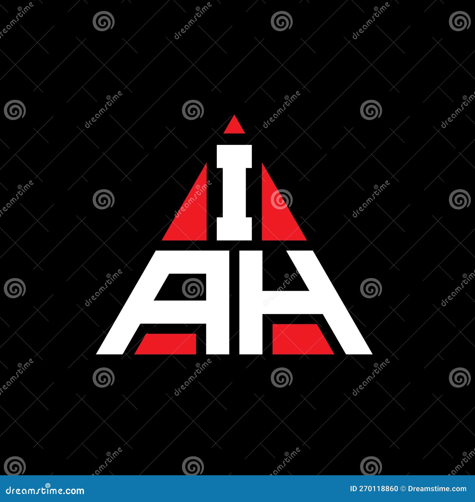 iah triangle letter logo  with triangle . iah triangle logo  monogram. iah triangle  logo template with red