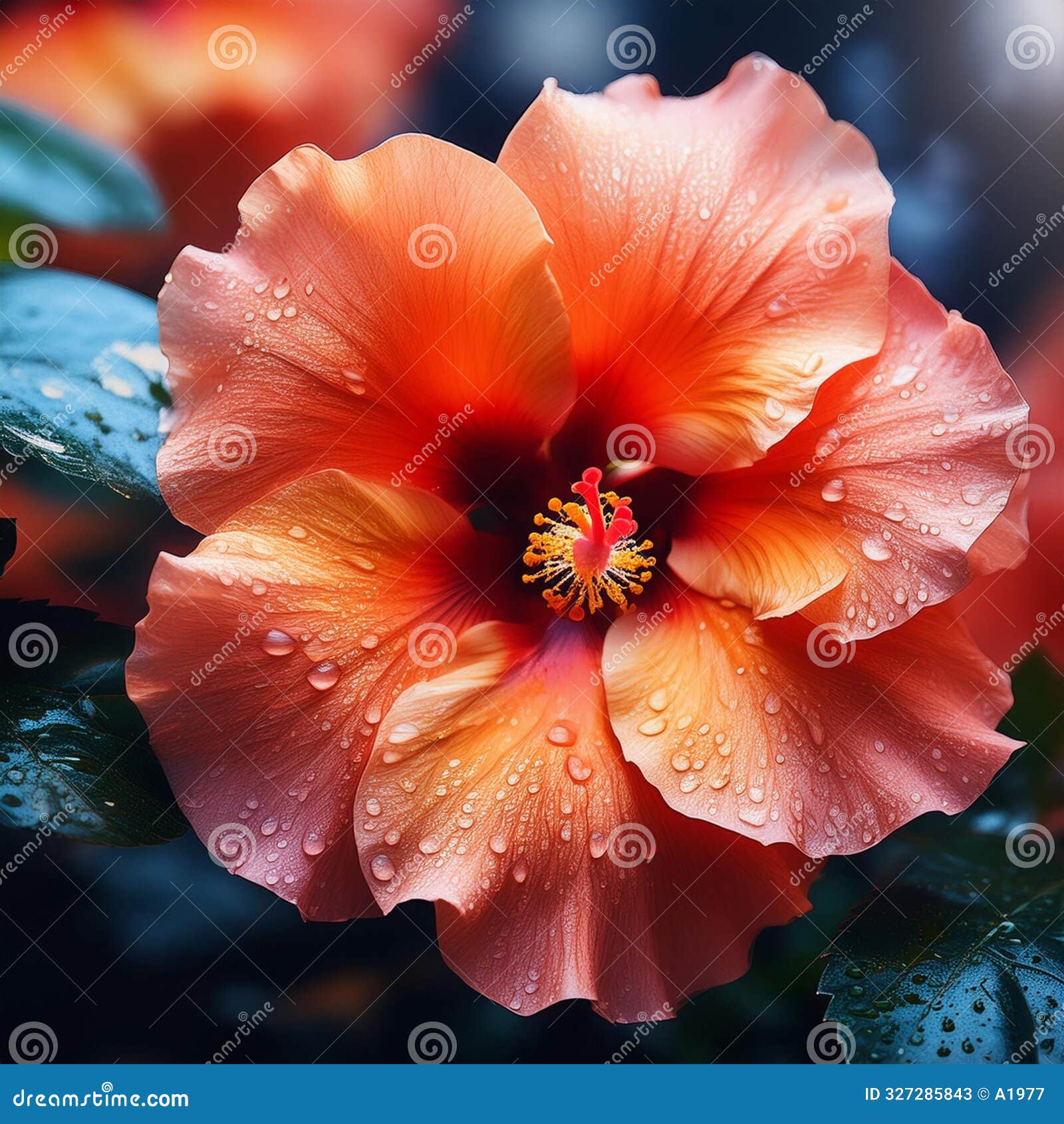 ibiscus flower closeup, ai generated