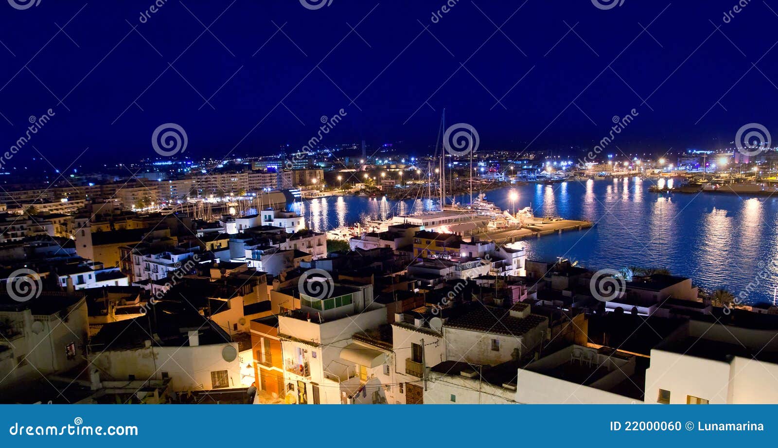 ibiza downtown eivissa high angle night view