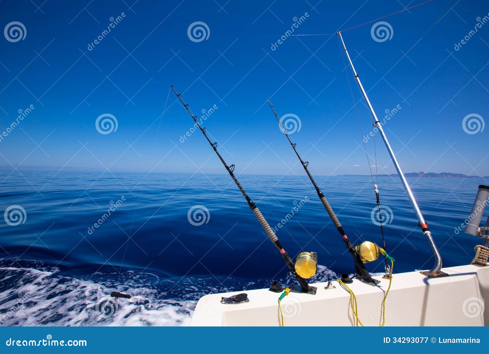 Ibiza Fishing Boat Trolling Rods and Reels in Blue Sea Stock Image - Image  of deck, charter: 34293077