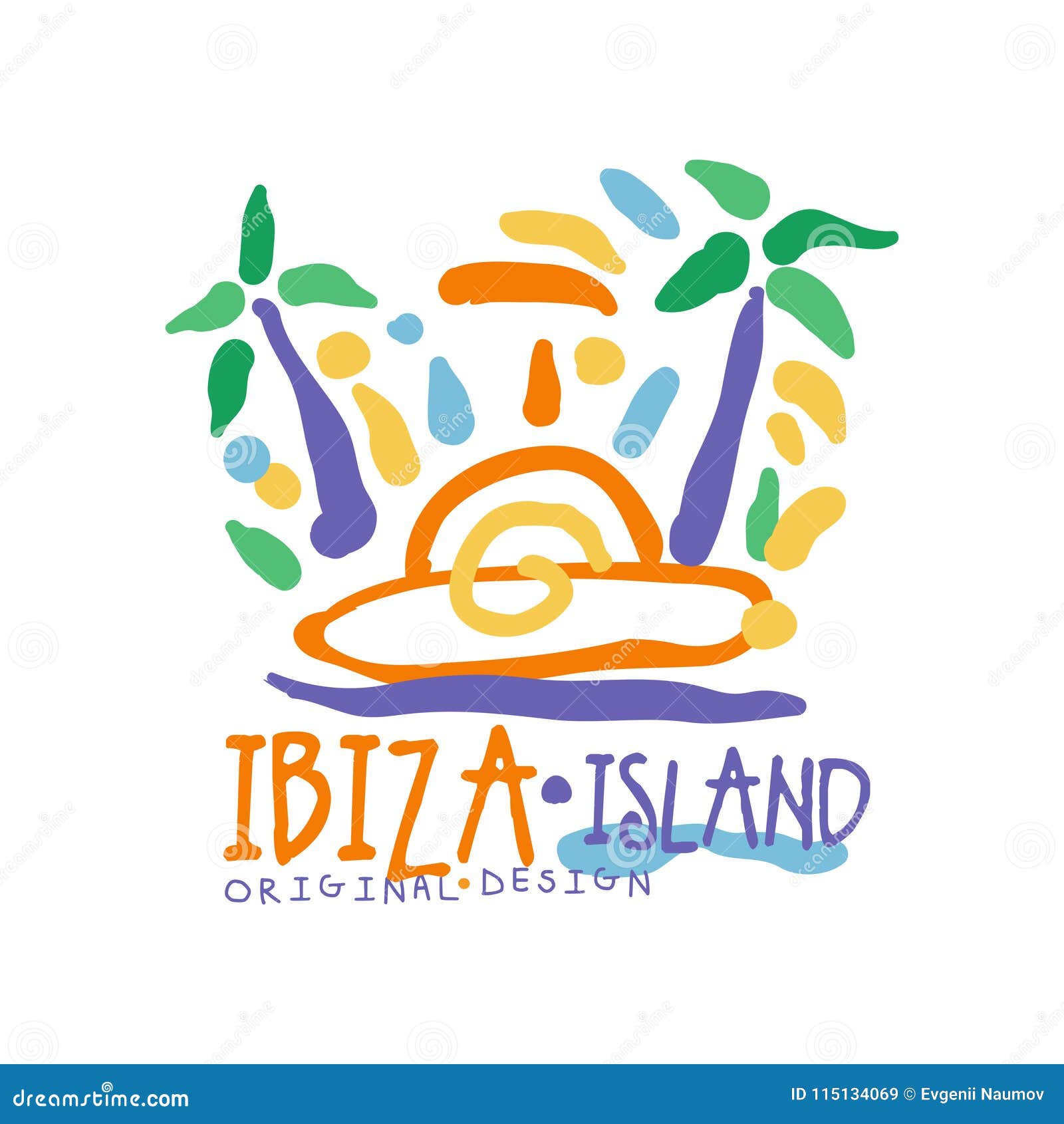 Ibiza Logo. Map Of Ibiza With Island Name And. Cartoon Vector